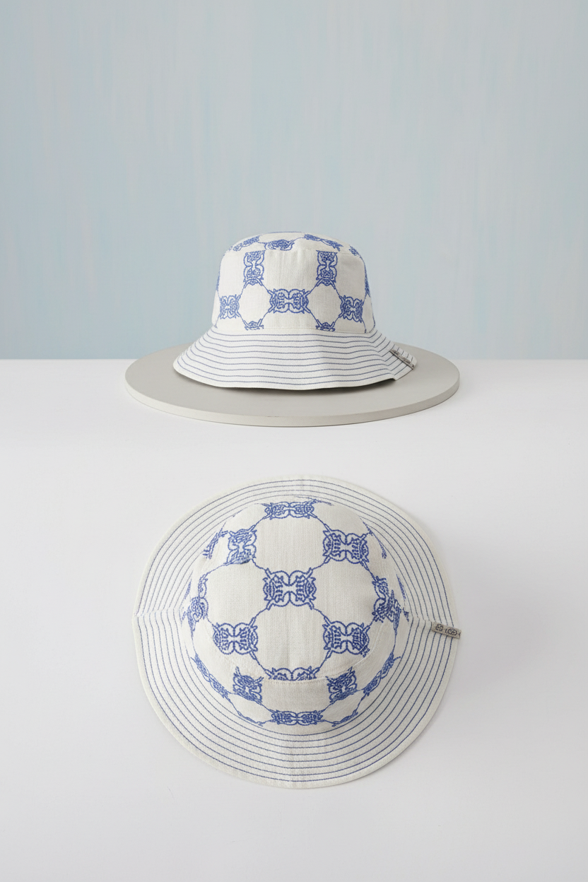 Krab Shack Bucket Hat (Unisex) - Cotton Linen (Deep Sea - Blue)