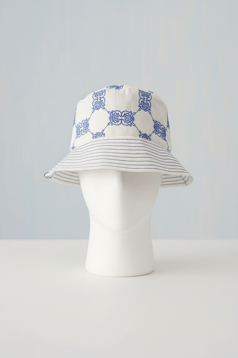 Krab Shack Bucket Hat (Unisex) - Cotton Linen (Deep Sea - Blue)