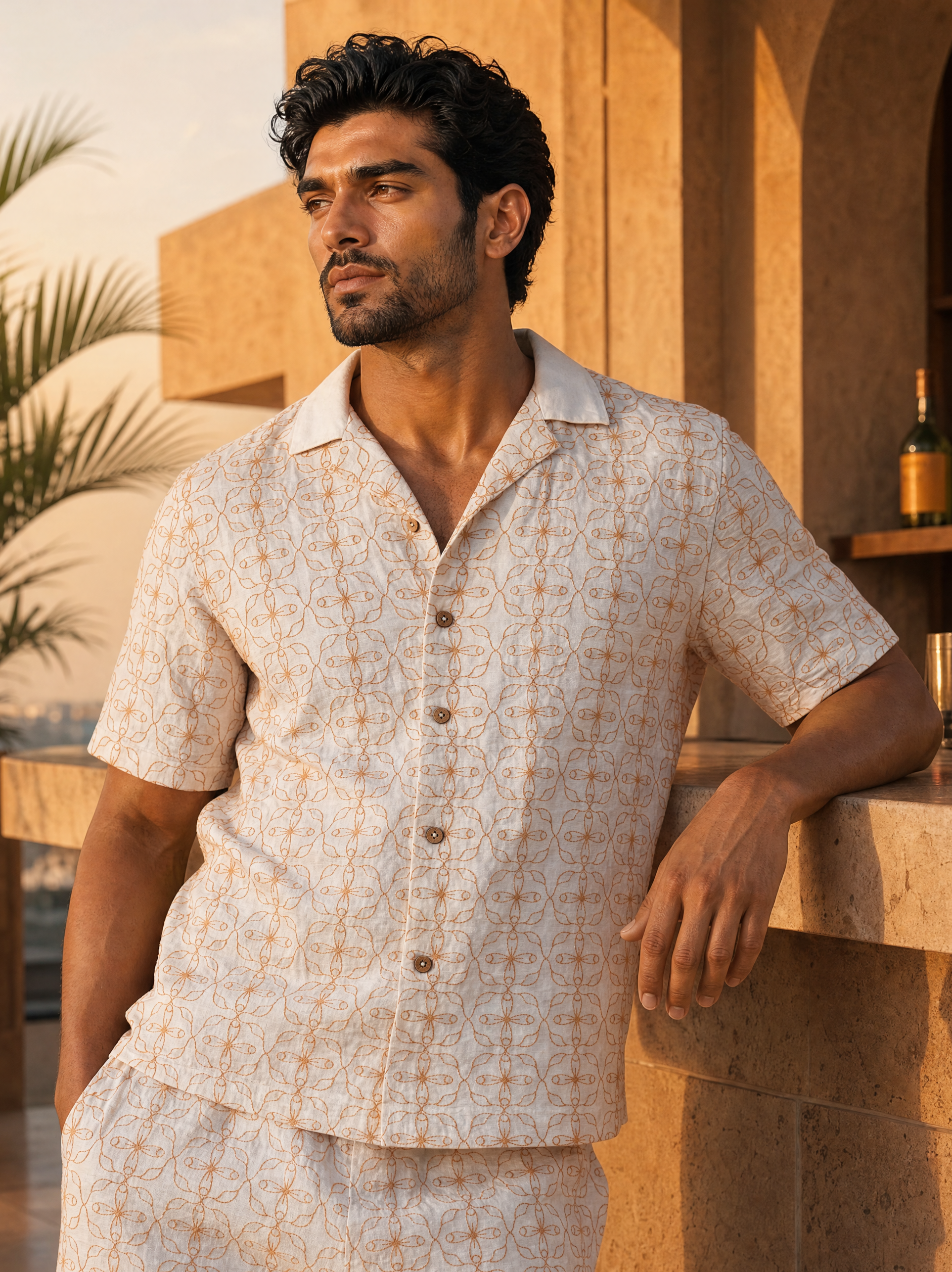 Amber Bloom Cotton Linen Shirt