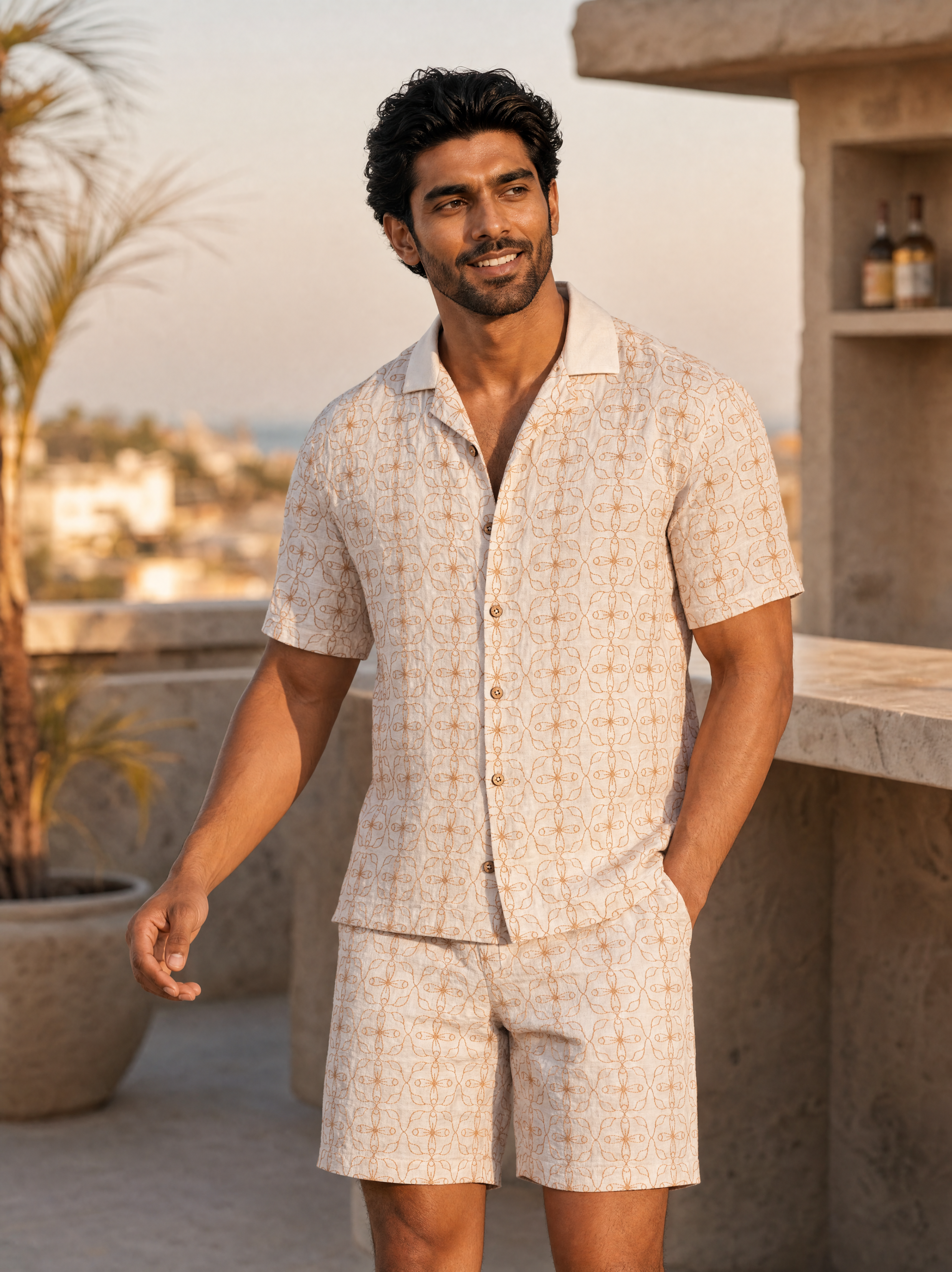Amber Bloom Cotton Linen Shirt