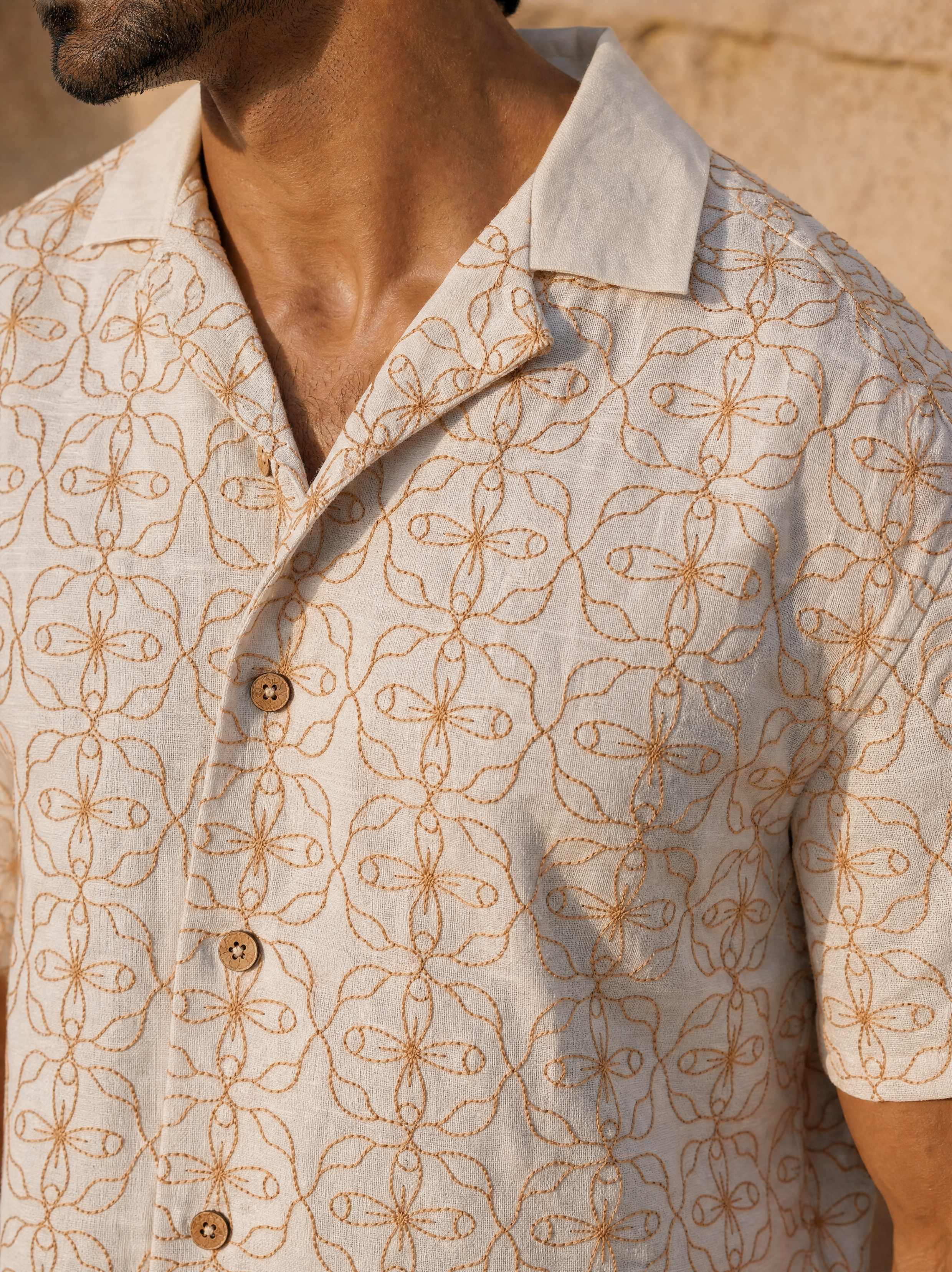 Amber Bloom Cotton Linen Shirt