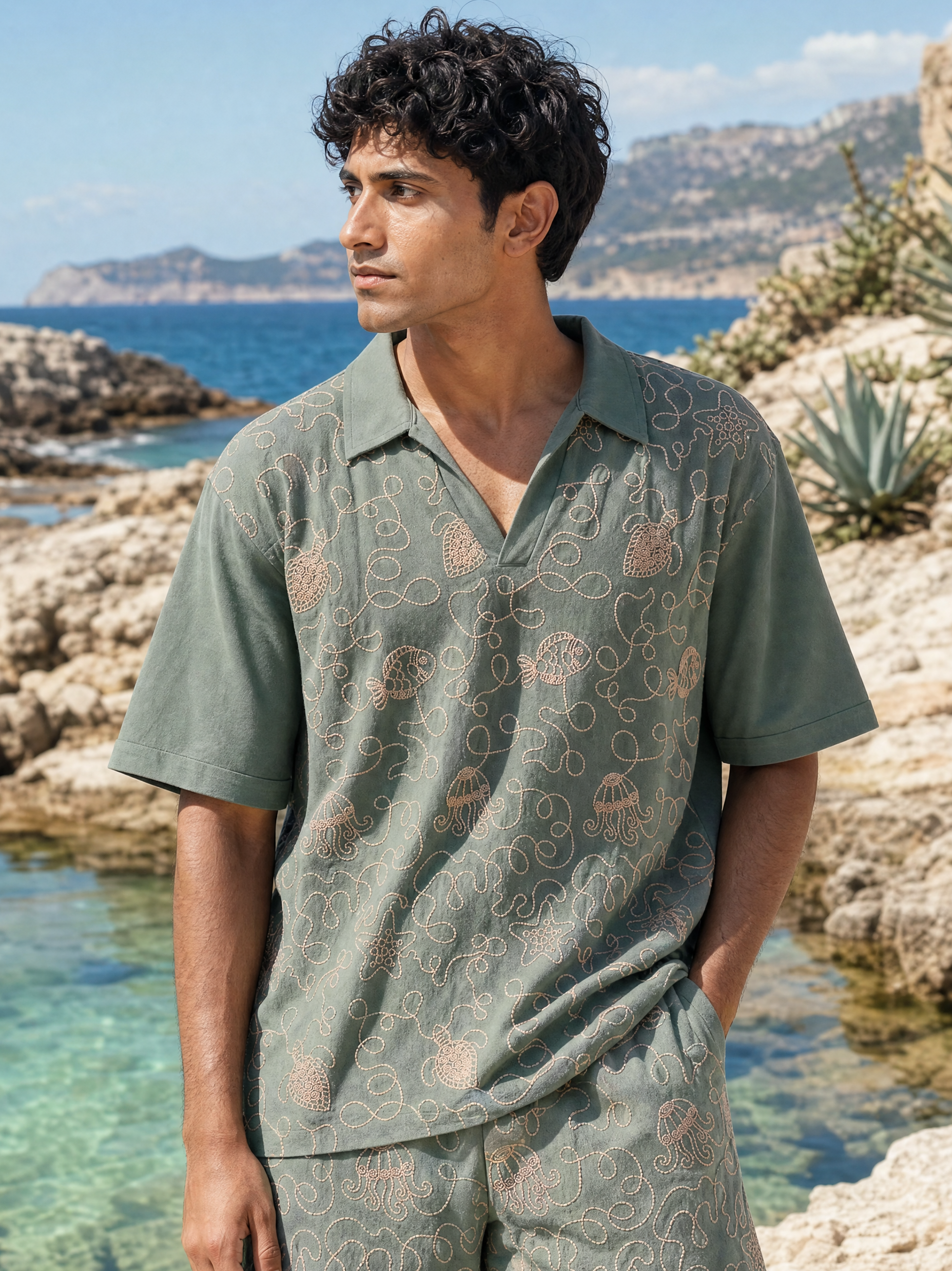 Reef Rider Cotton Knit T-Shirt (Agave Green)