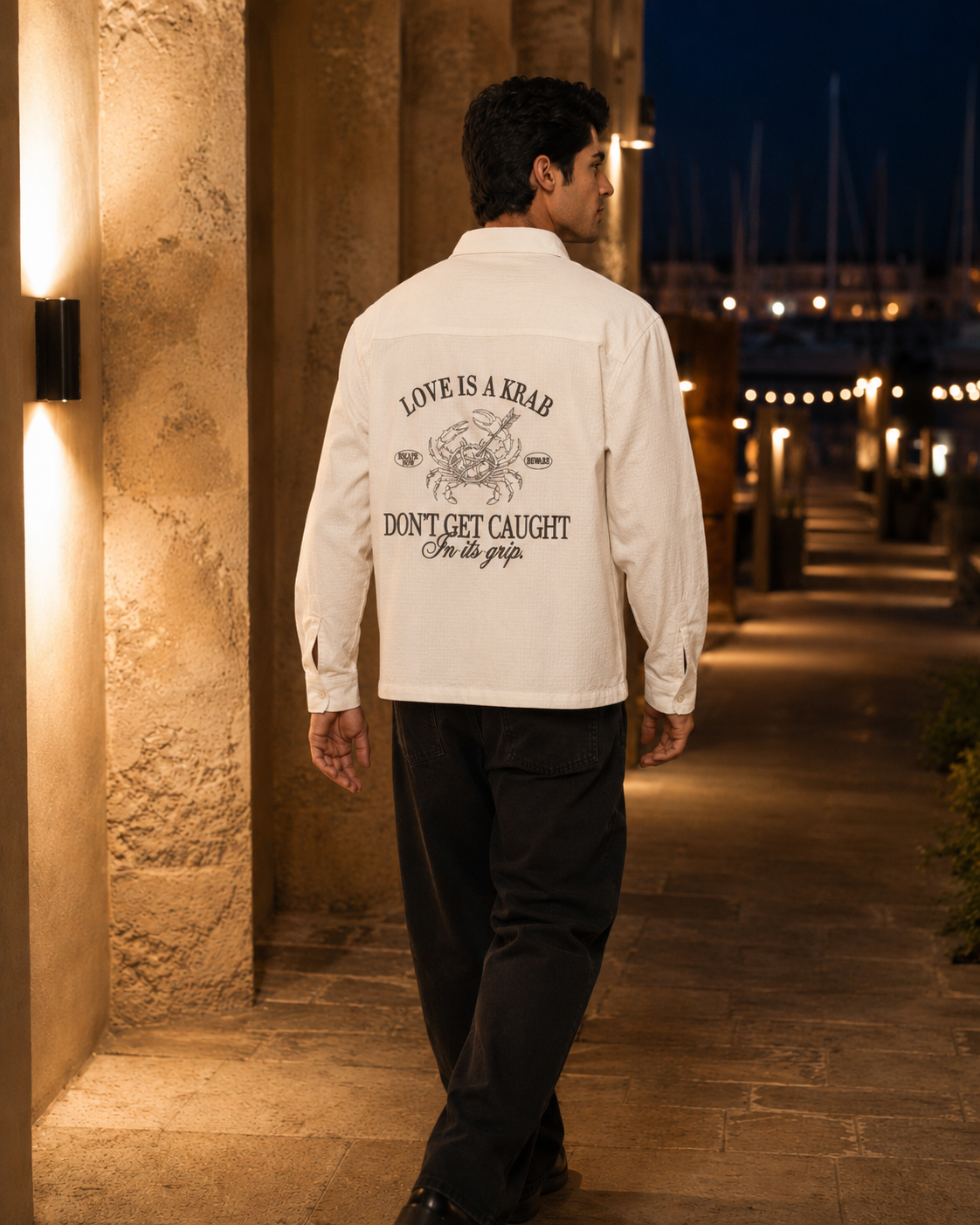 LOVE IS A KRAB COTTON TEXTURED SHIRT - BLANC DE BLANC