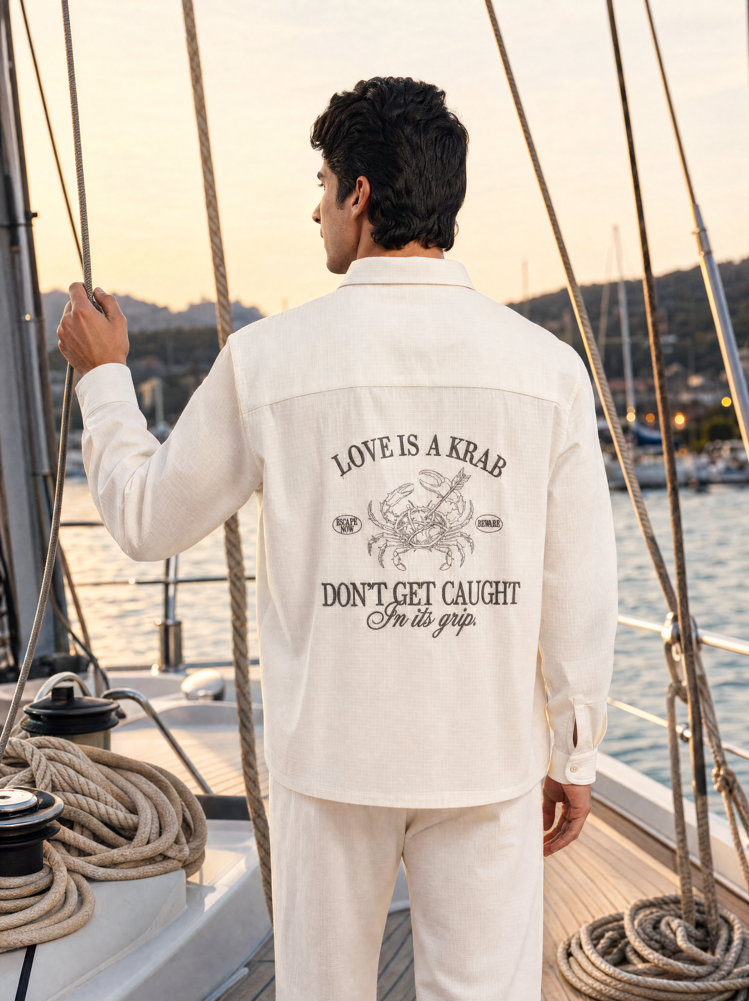 LOVE IS A KRAB COTTON TEXTURED SHIRT - BLANC DE BLANC