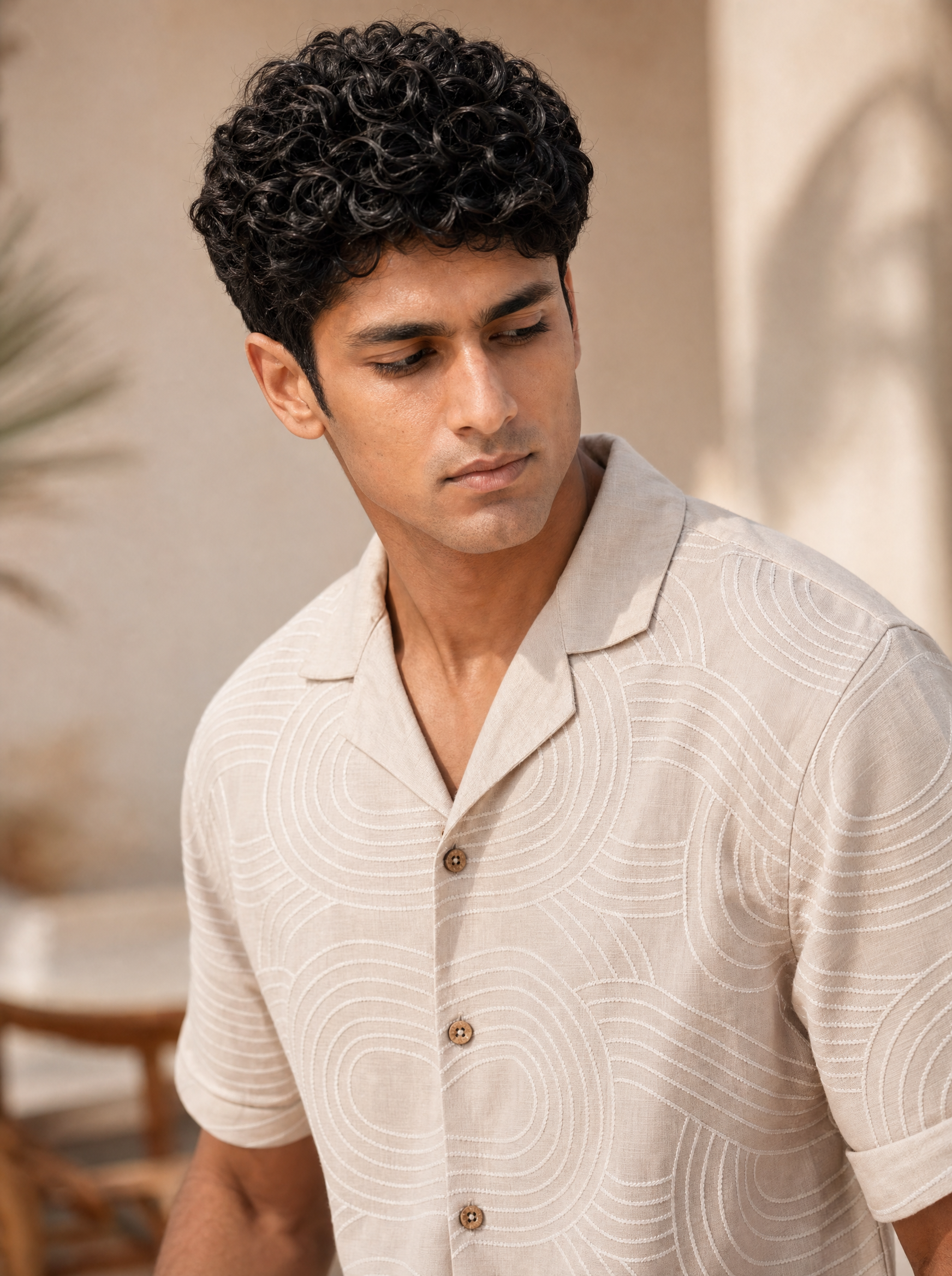 Dune Ripple Cotton Linen Shirt