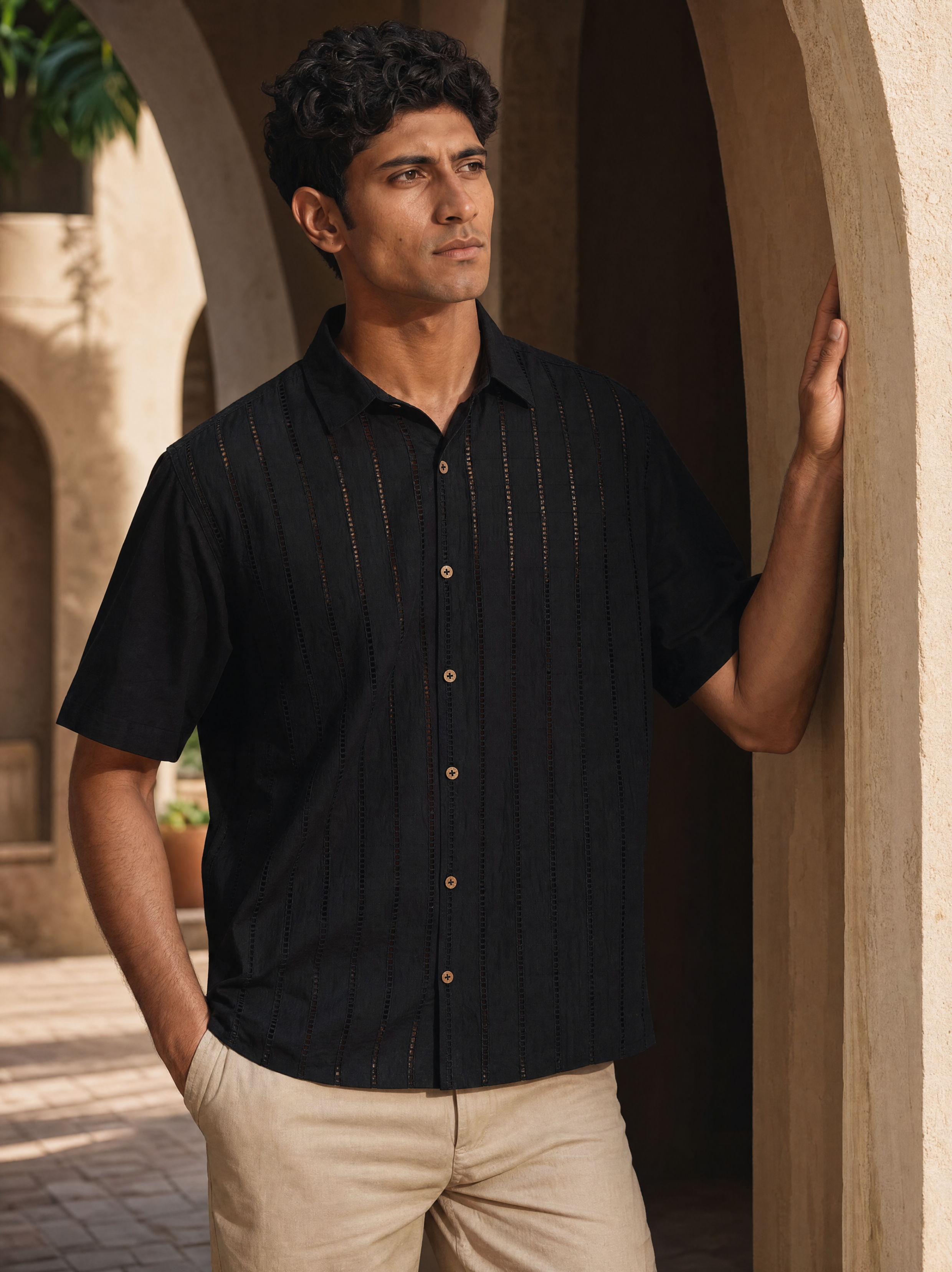 Step & Stripe 100 % Cotton Shirt (Midnight Black)