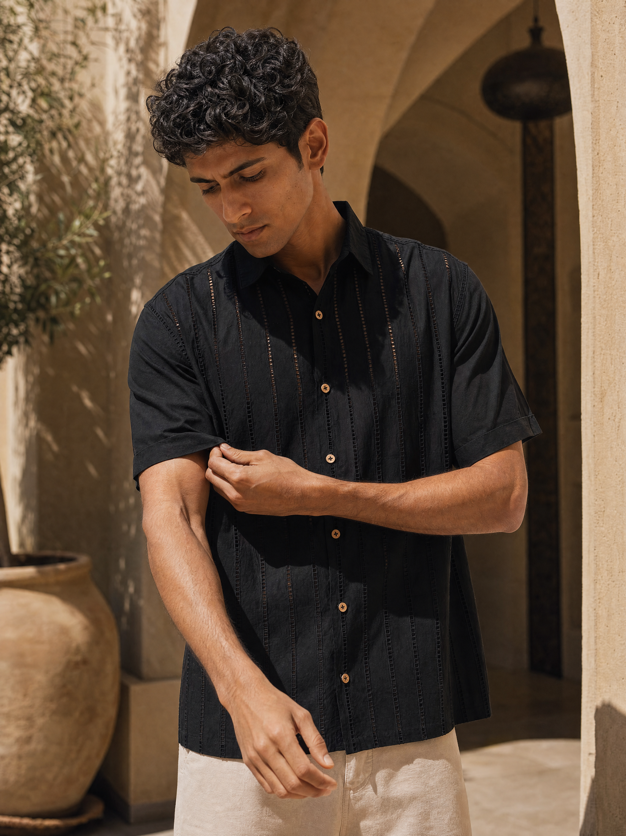 Step & Stripe 100 % Cotton Shirt (Midnight Black)