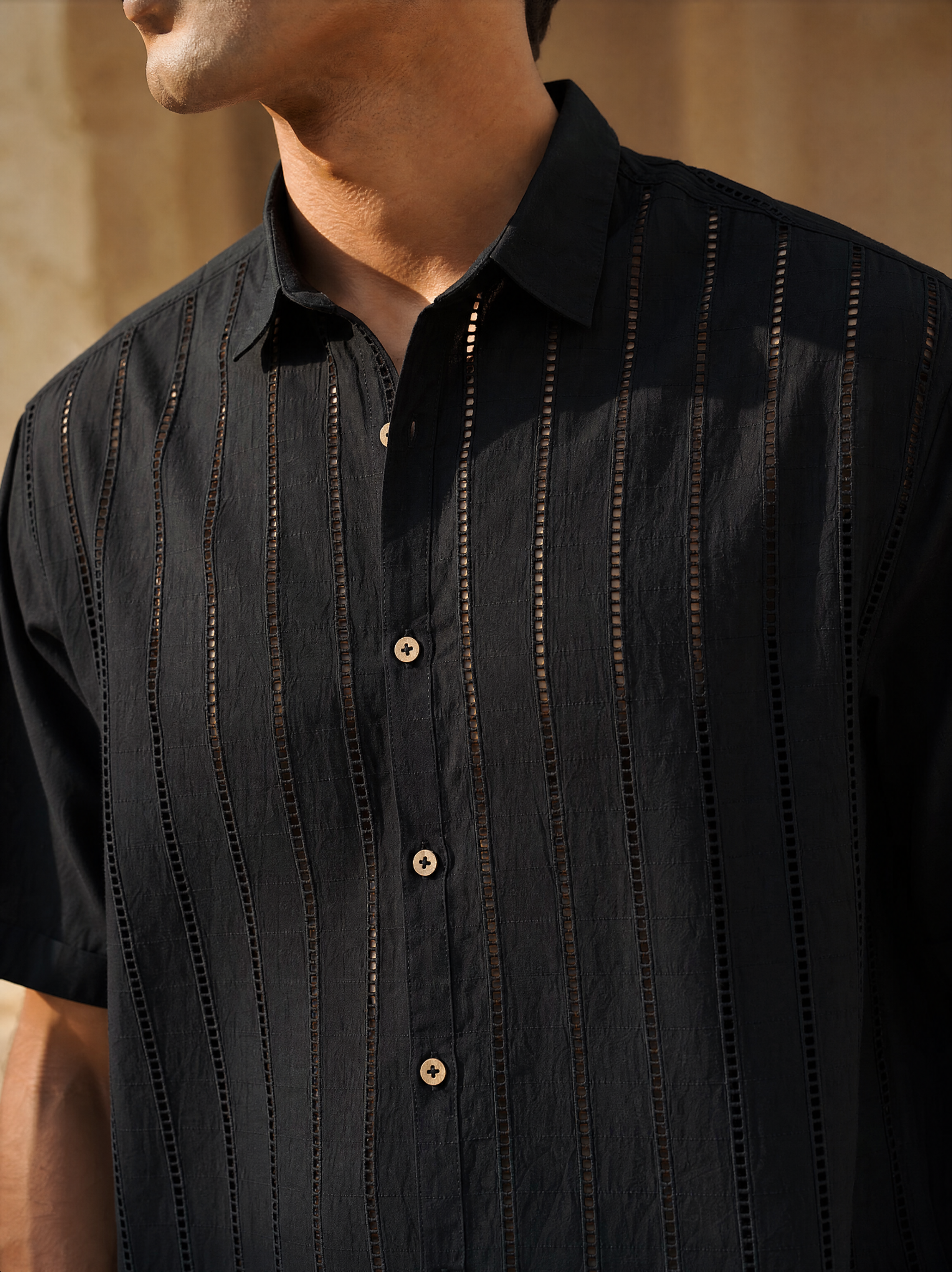 Step & Stripe 100 % Cotton Shirt (Midnight Black)