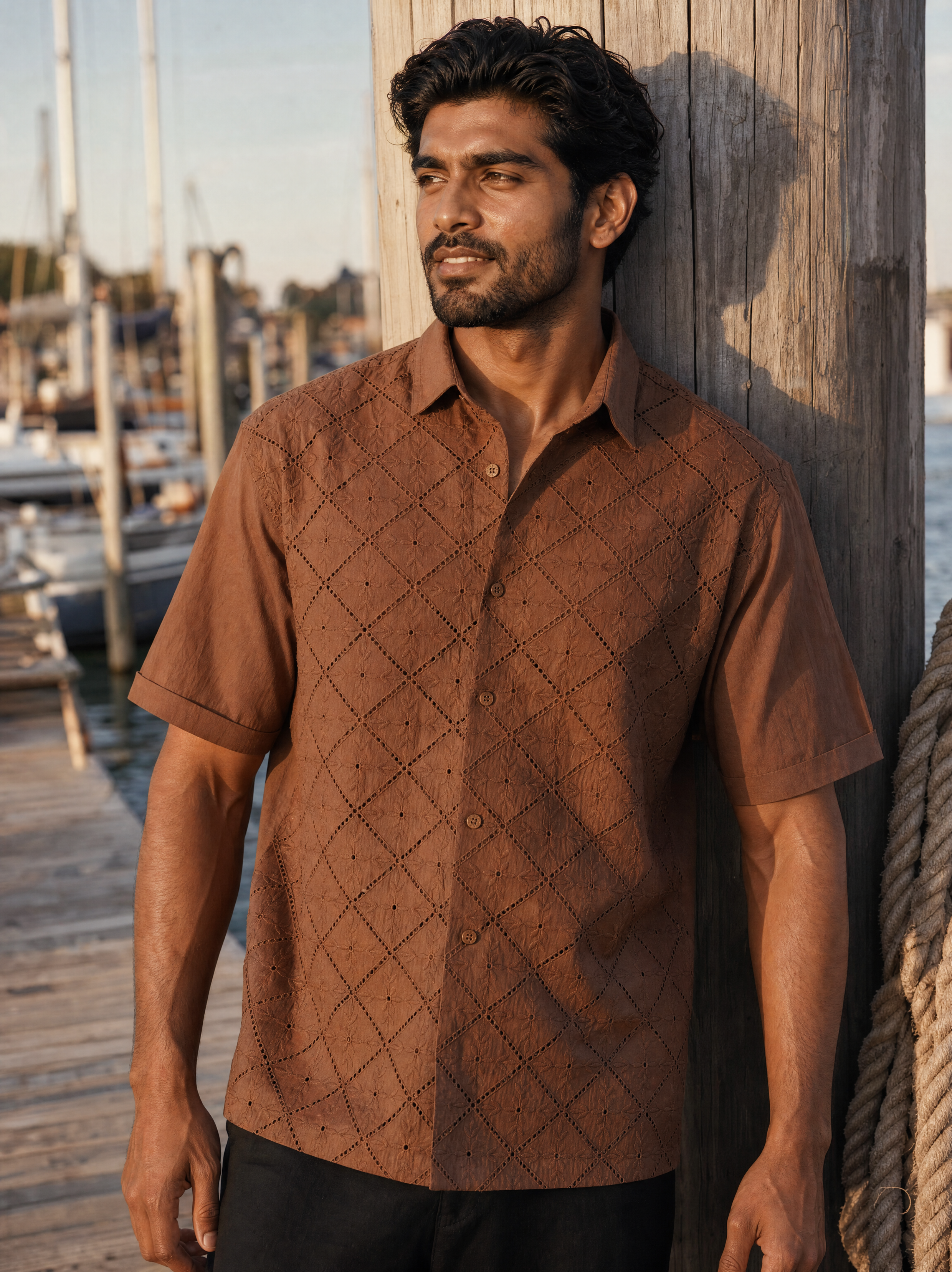 Diamond Daze 100 % Cotton Shirt (Chestnut Brown)