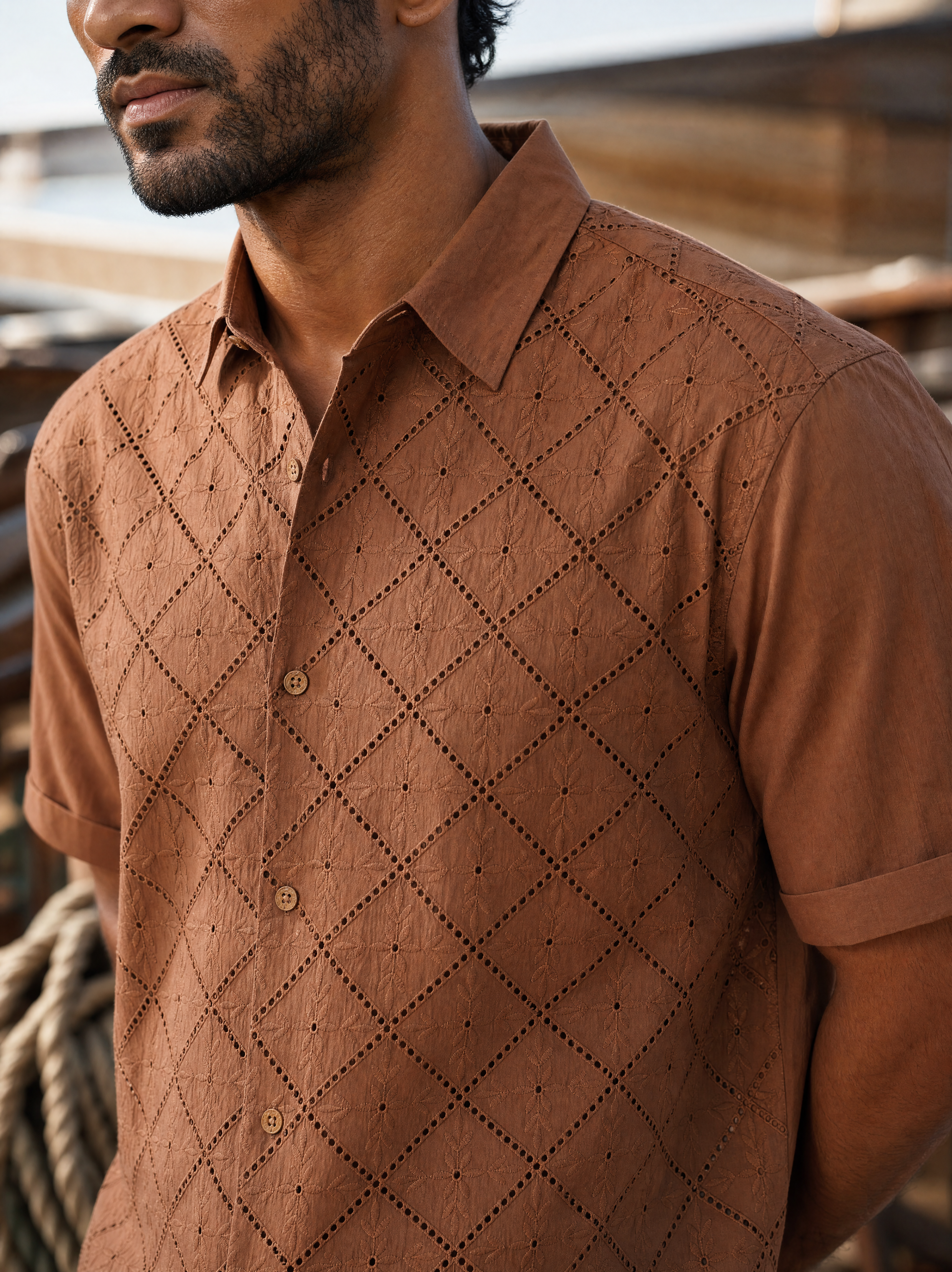 Diamond Daze 100 % Cotton Shirt (Chestnut Brown)
