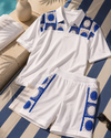 KRAB CREST GUIPURE COTTON KNIT CO-ORD SET - COBALT PEARL