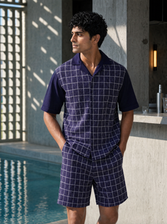 Cross Current Cotton Knit Co-ord Set (Dark Indigo)