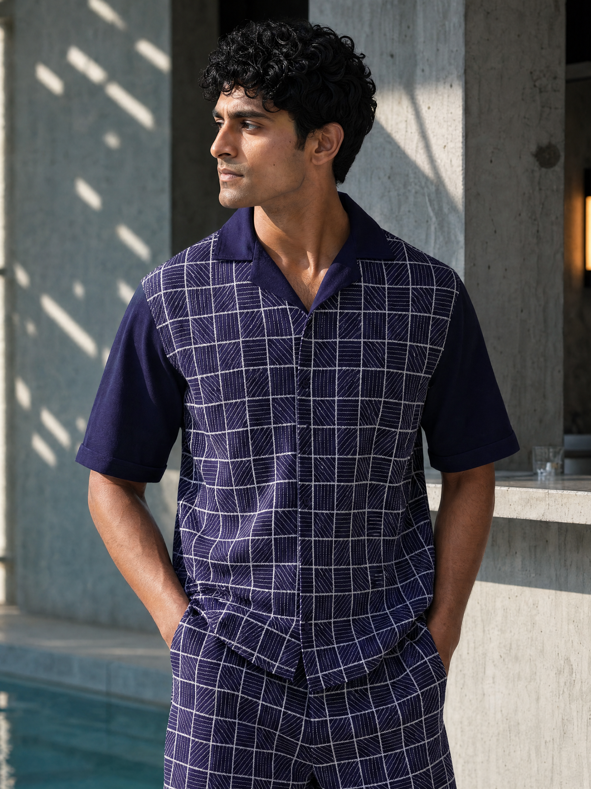 Cross Current Cotton Knit Shirt (Dark Indigo)