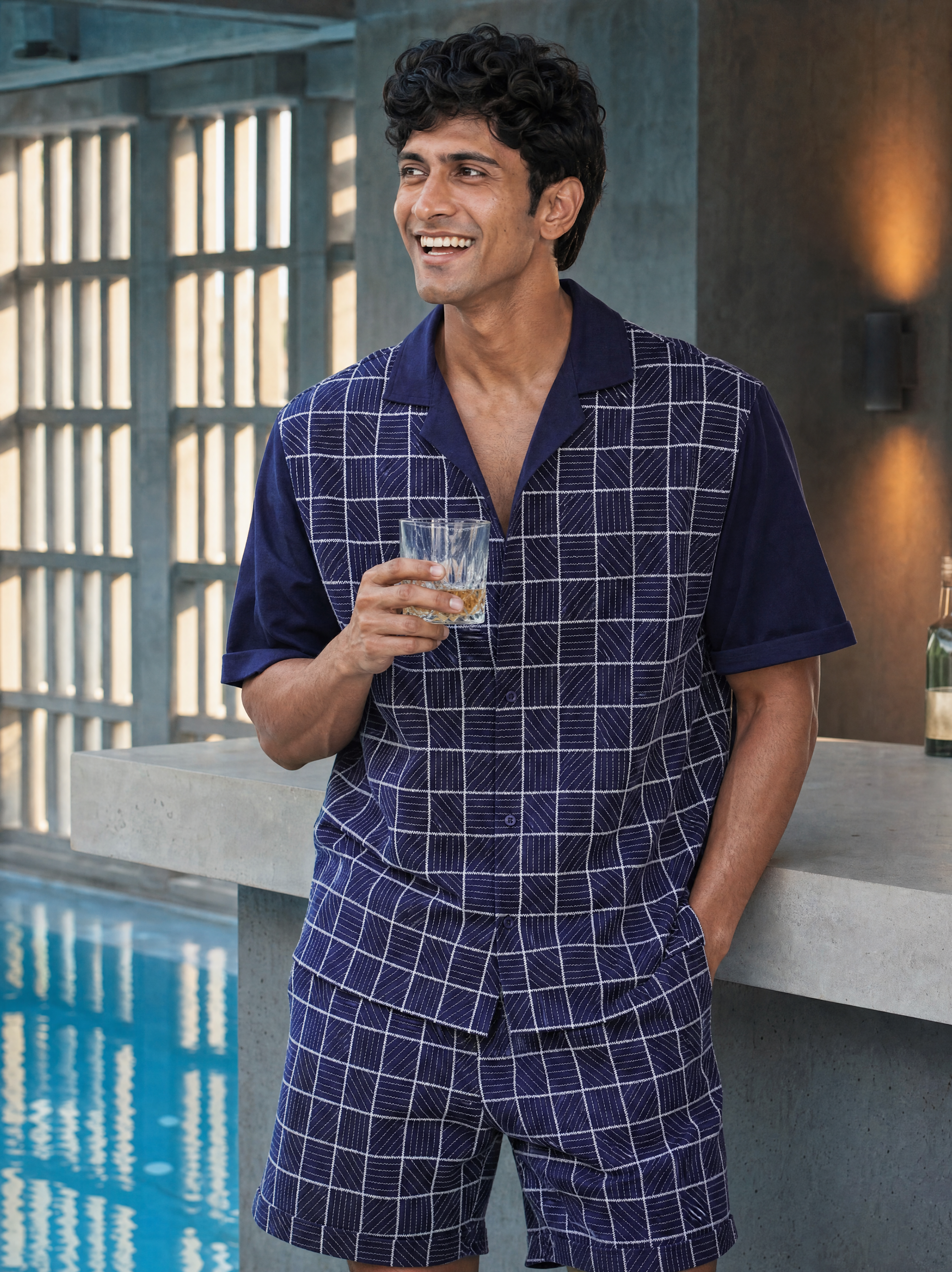 Cross Current Cotton Knit Co-ord Set (Dark Indigo)