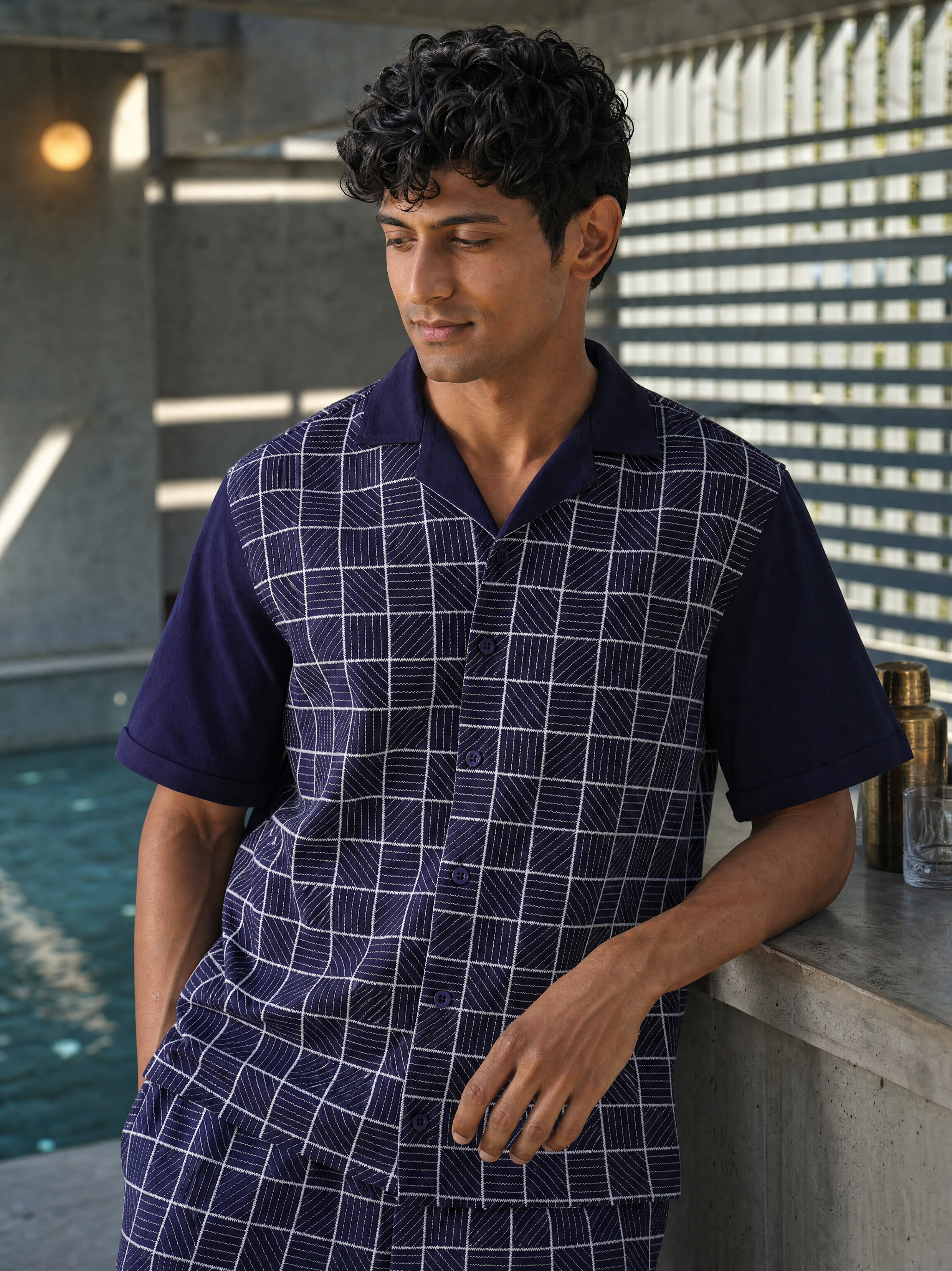Cross Current Cotton Knit Co-ord Set (Dark Indigo)