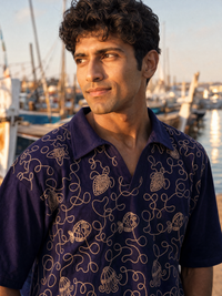 Reef Rider Cotton Knit T-Shirt (Dark Indigo)