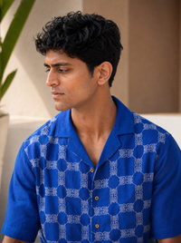 Knotty Krabs (Linen) Shirt - Deep Sea (Blue)