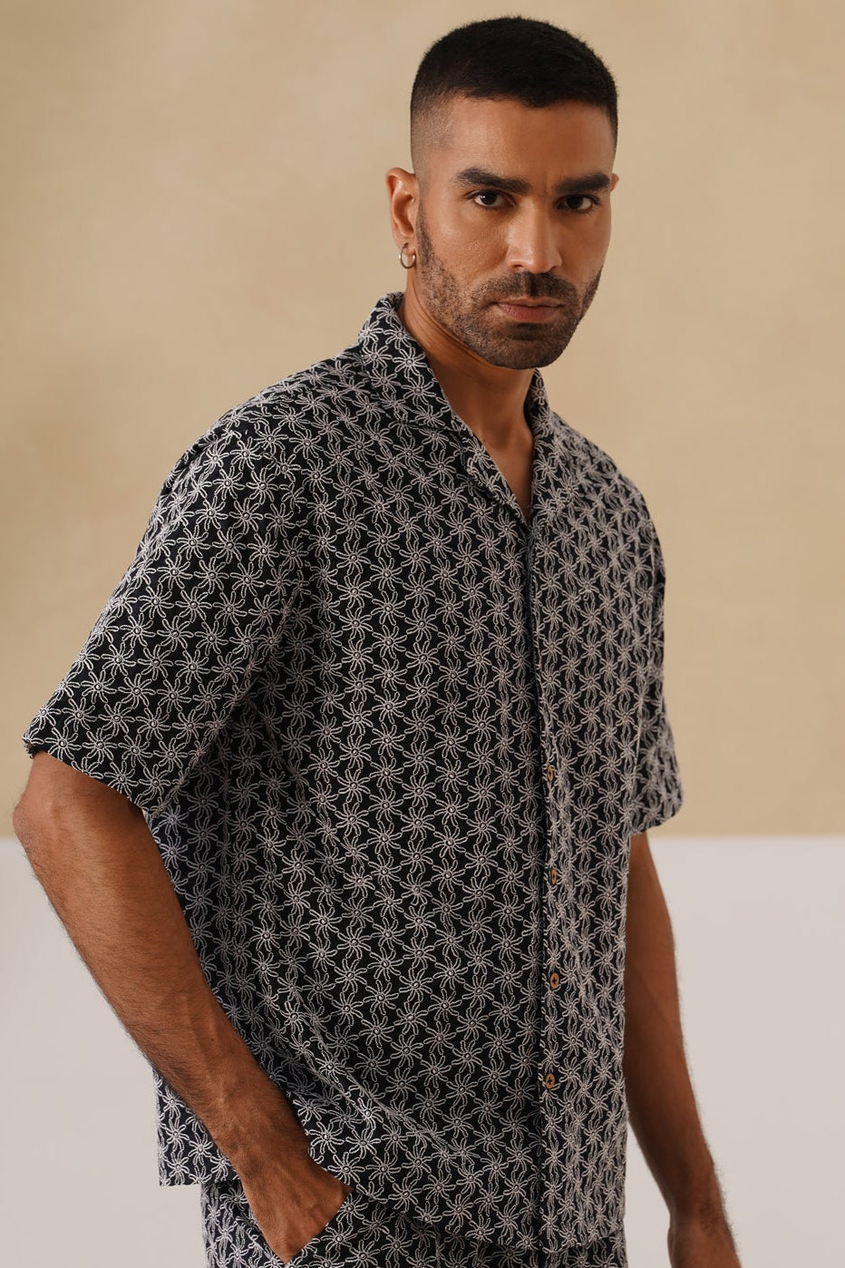 Midnight Bloom Cotton Shirt