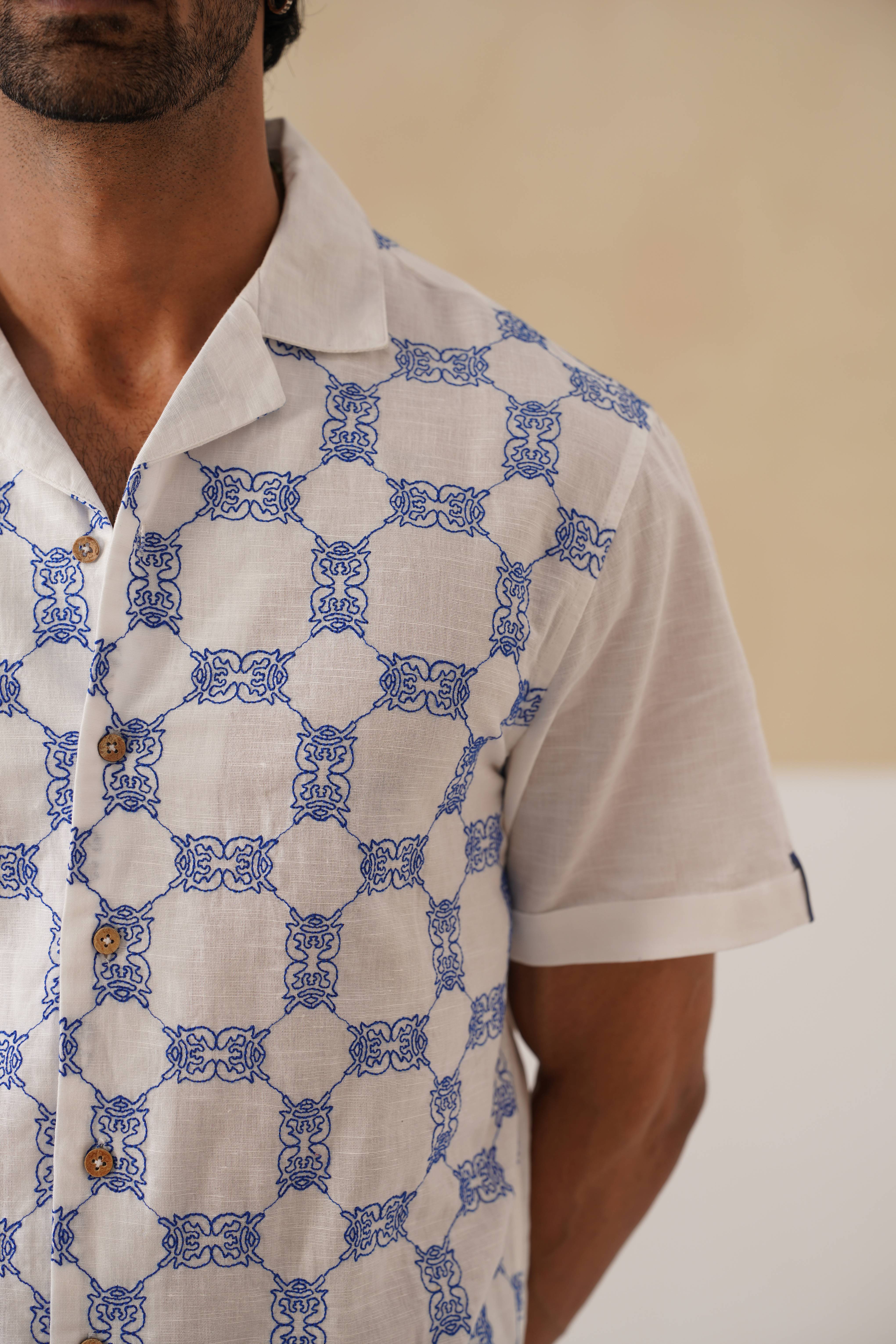 Knotty Krabs (Linen) Co-ord Set - Salt (White)