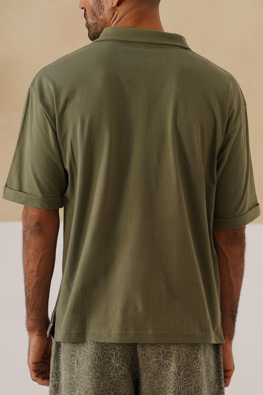Shady Blooms Cotton Knit T-Shirt (Mint Green)
