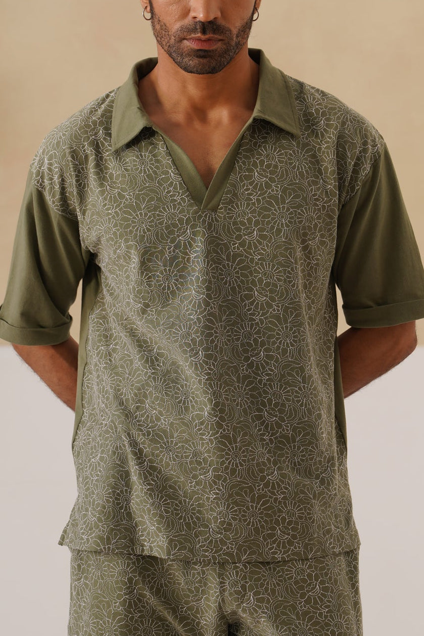 Shady Blooms Cotton Knit T-Shirt (Yellow)