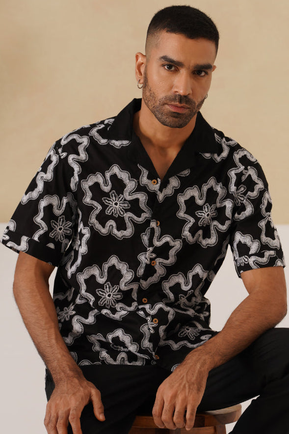 Tide & Bloom Cotton Shirt (Black)