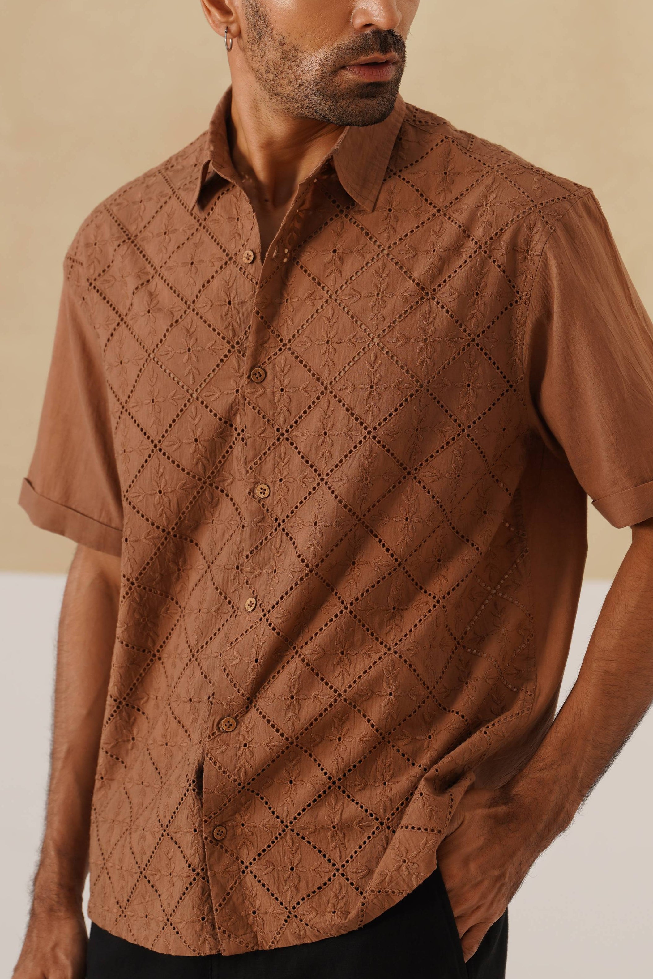 Diamond Daze 100 % Cotton Shirt (Chestnut Brown)