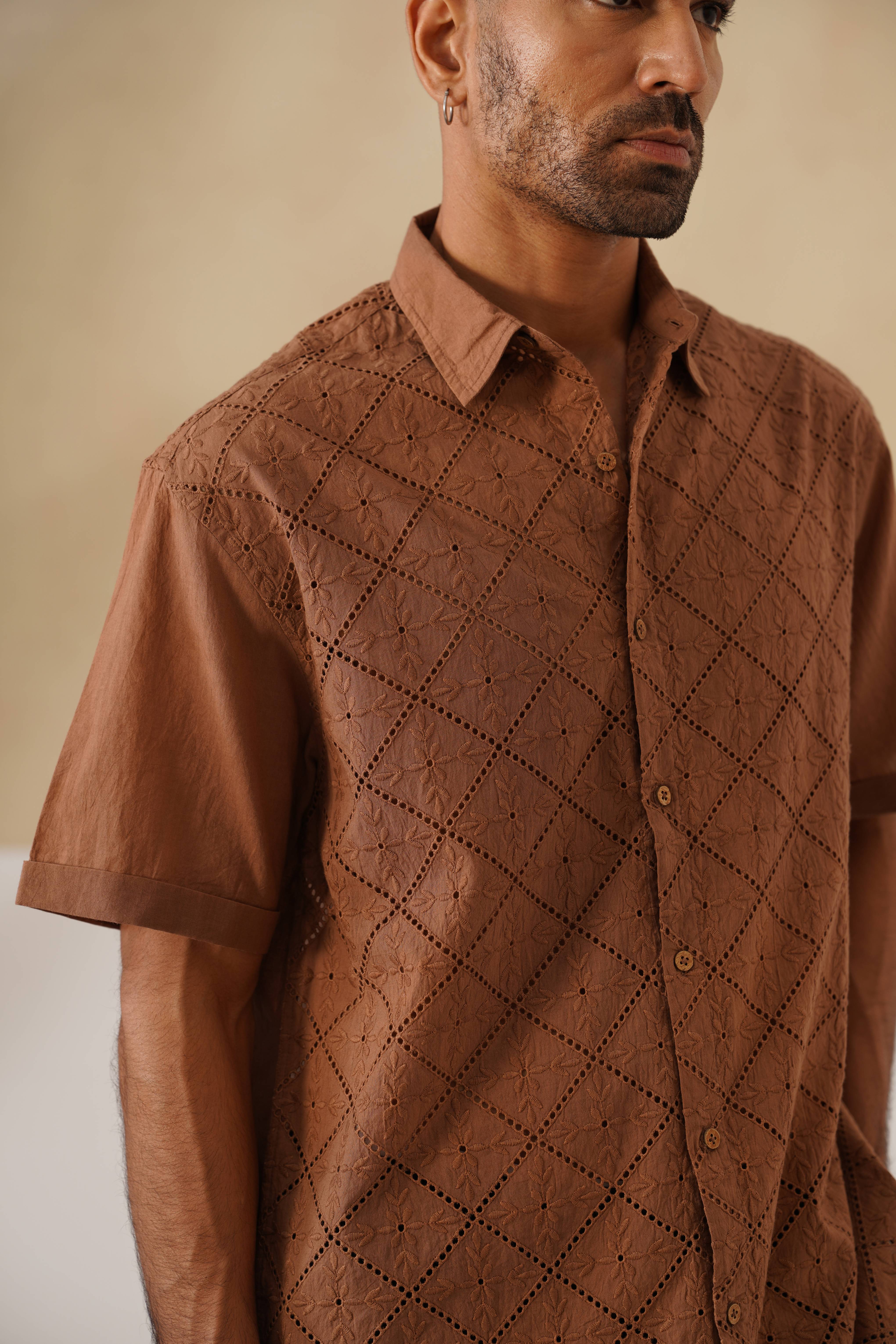 Diamond Daze 100 % Cotton Shirt (Chestnut Brown)