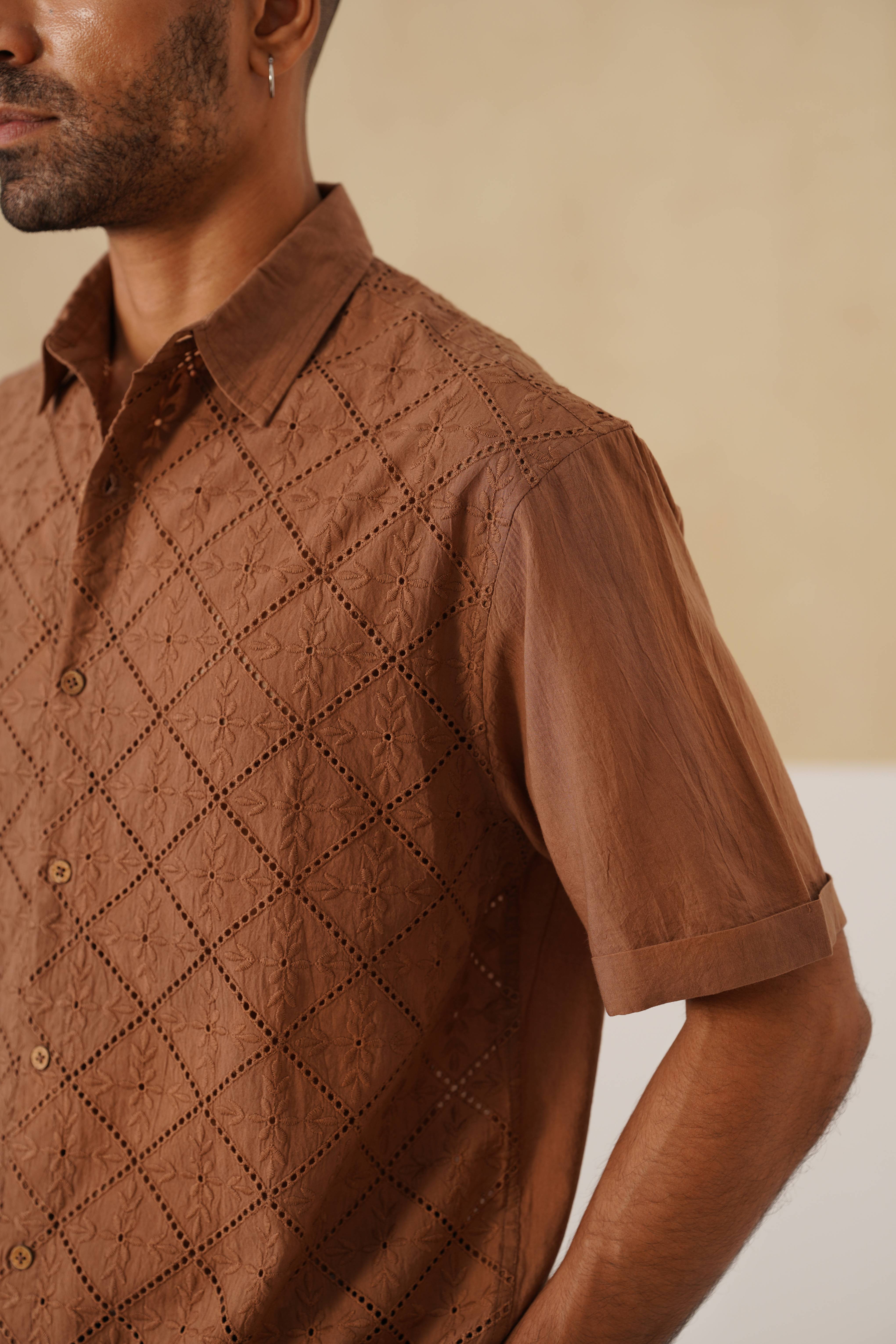Diamond Daze 100 % Cotton Shirt (Chestnut Brown)