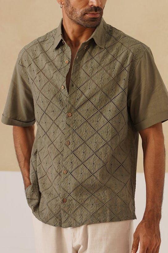 Diamond Daze 100 % Cotton Shirt (Chestnut Brown)