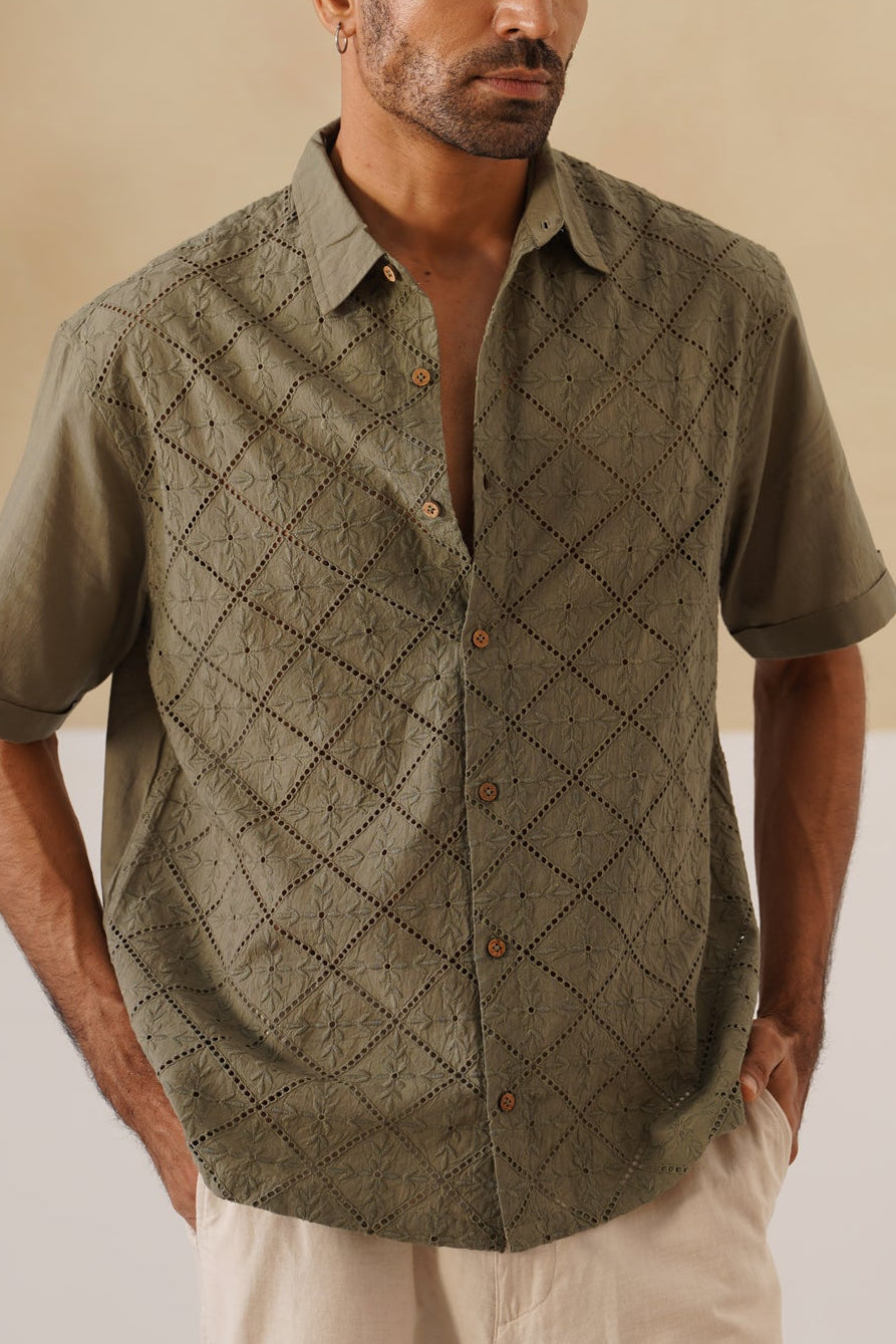 Diamond Daze 100 % Cotton Shirt (Chestnut Brown)