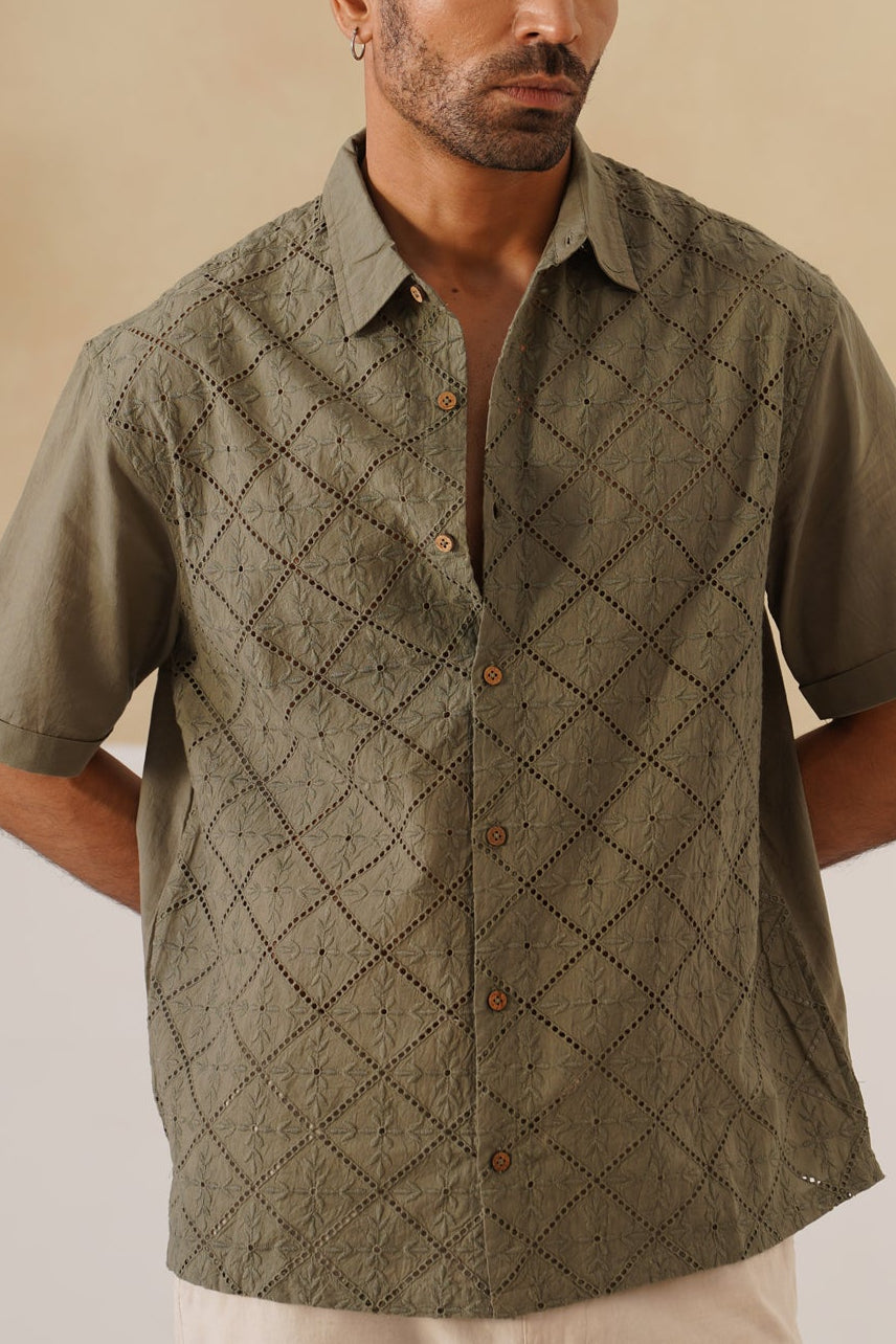 Diamond Daze 100 % Cotton Shirt (Chestnut Brown)