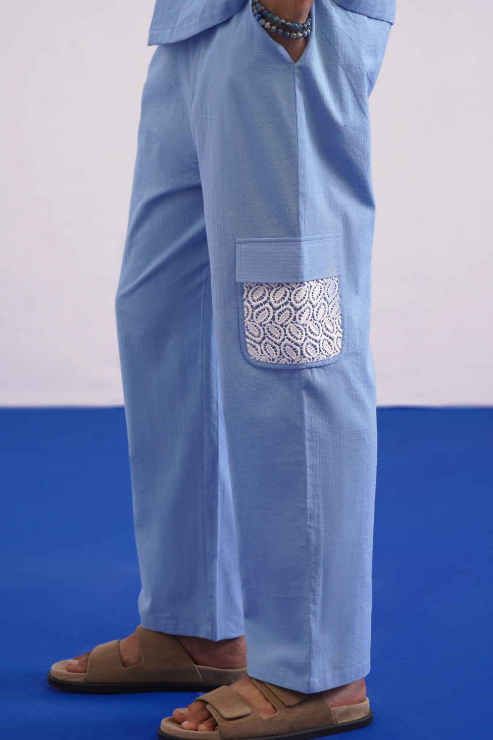 LAGOON LEAF SEERSUCKER PJ CO-ORD SET - CLOUD BLUE