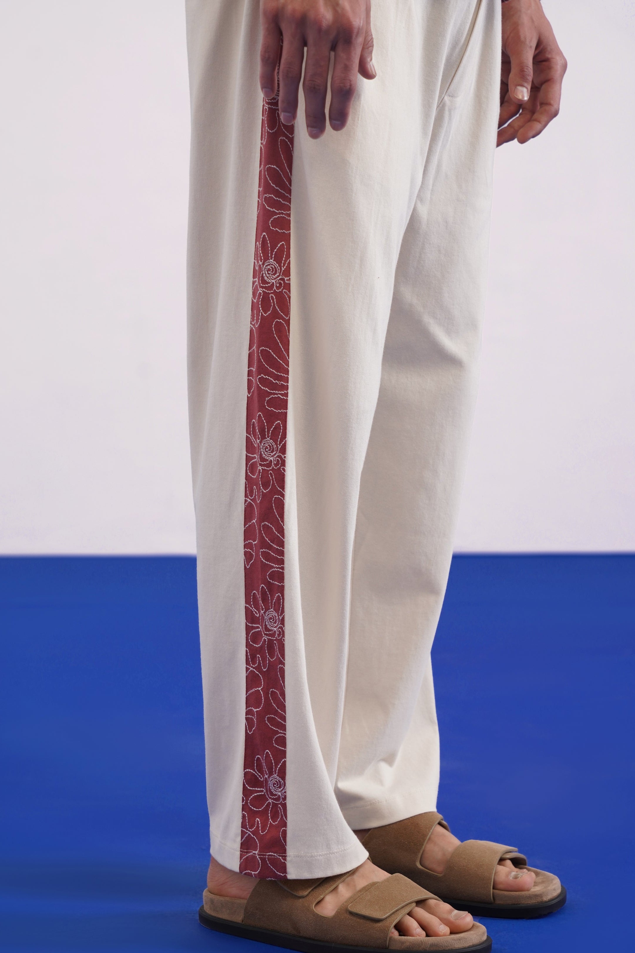 COASTAL GLYPH COTTON KNIT PJ PANTS - CREAMY CLOUD/APPLE BUTTER