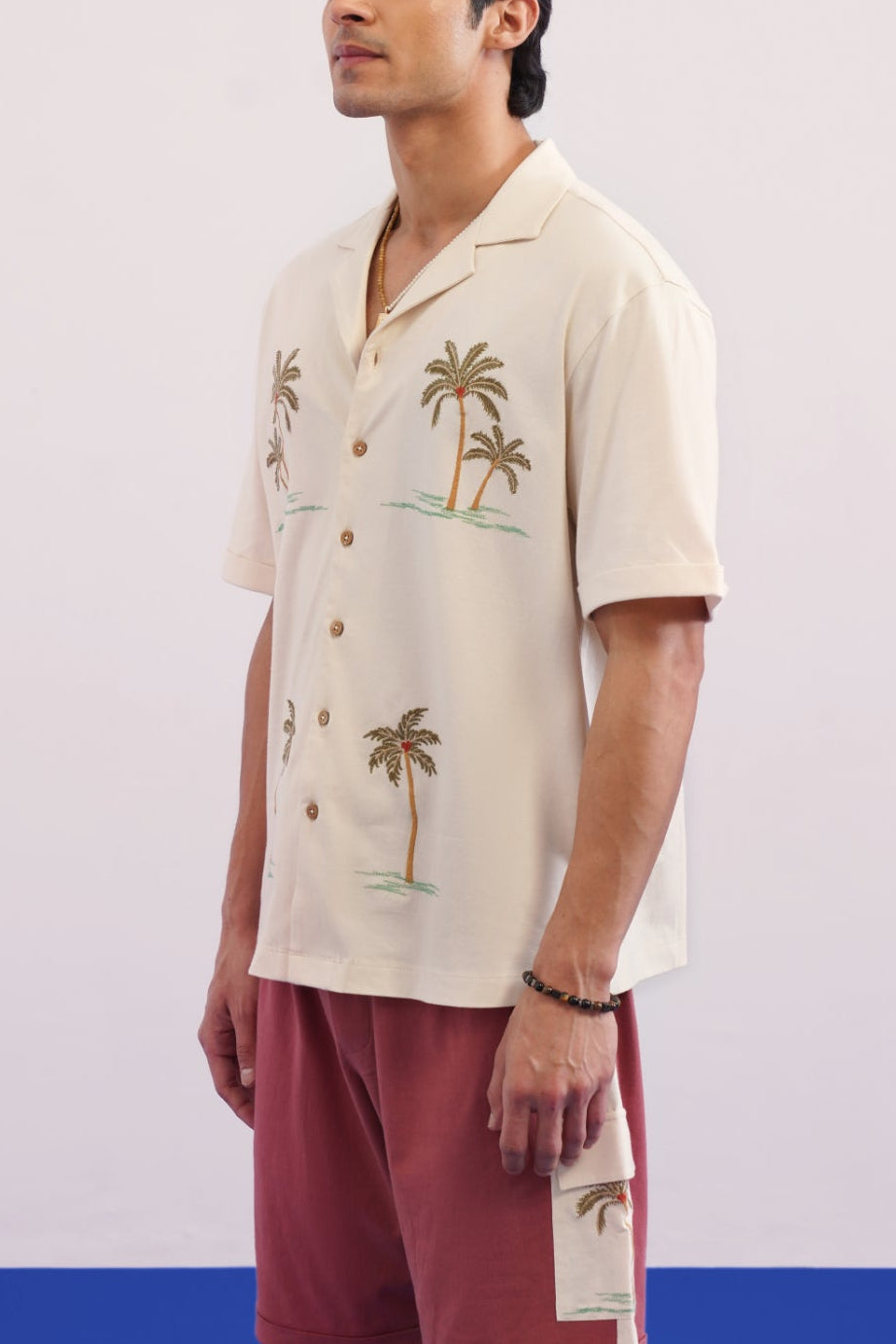 PALM GROVE COTTON KNIT SHIRT - CREAMY CLOUD