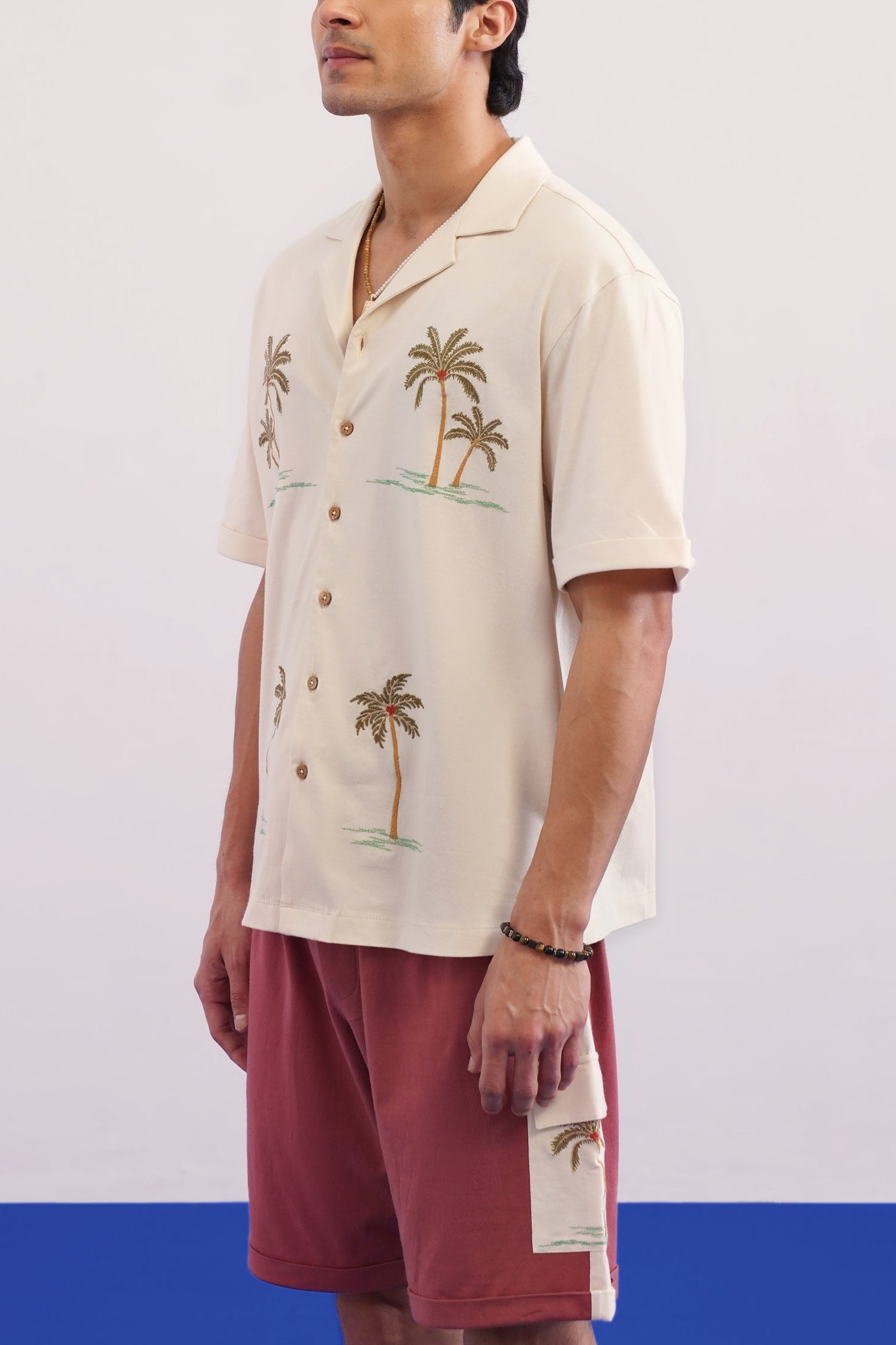 PALM GROVE COTTON KNIT SHIRT - CREAMY CLOUD