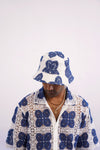 AZUR BLOOM GUIPURE BUCKET HAT - PORCELAIN NAVY