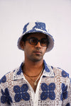 AZUR BLOOM GUIPURE BUCKET HAT - PORCELAIN NAVY