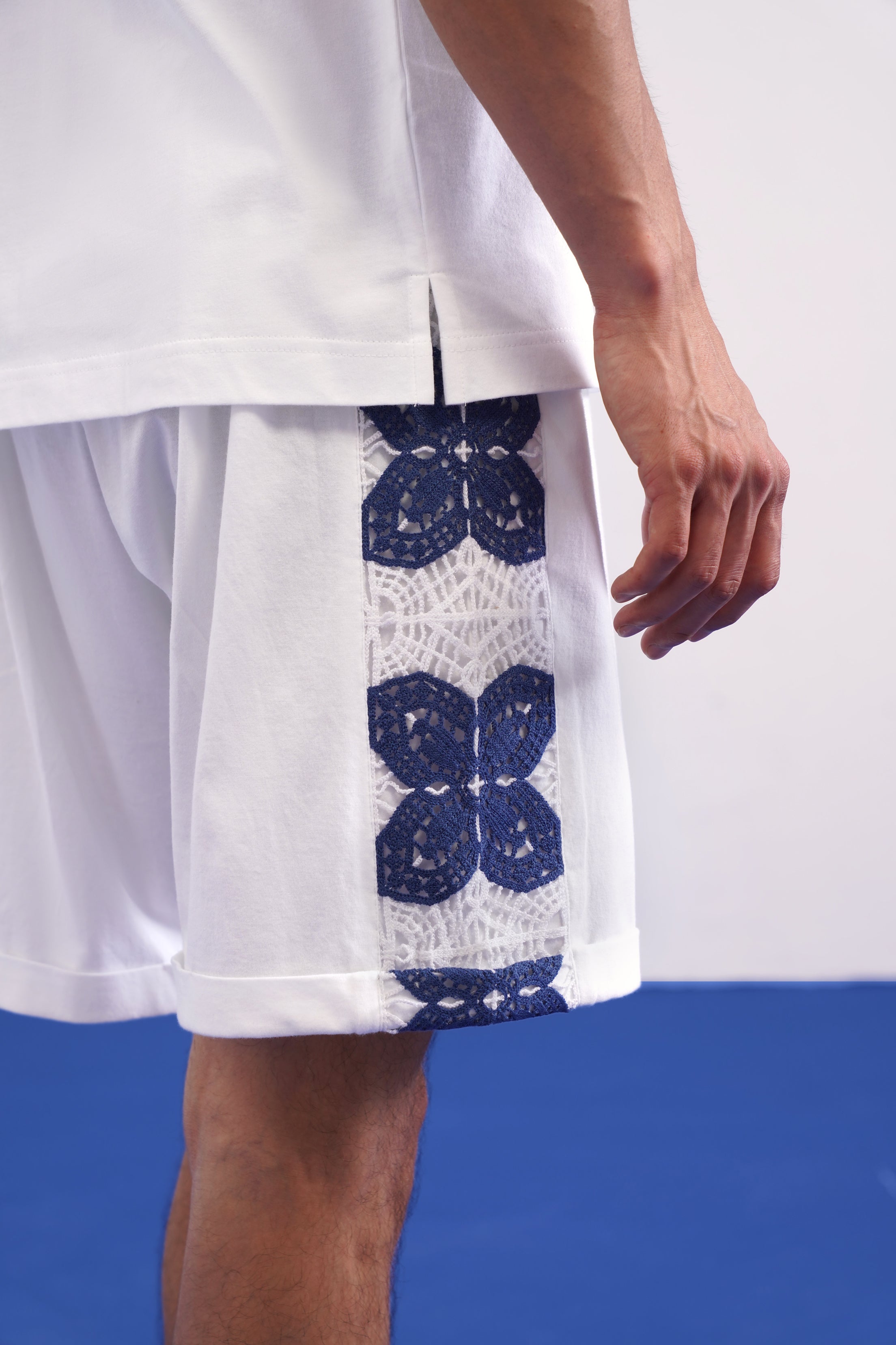 RIVIERA GUIPURE SHORTS - PORCELAIN NAVY