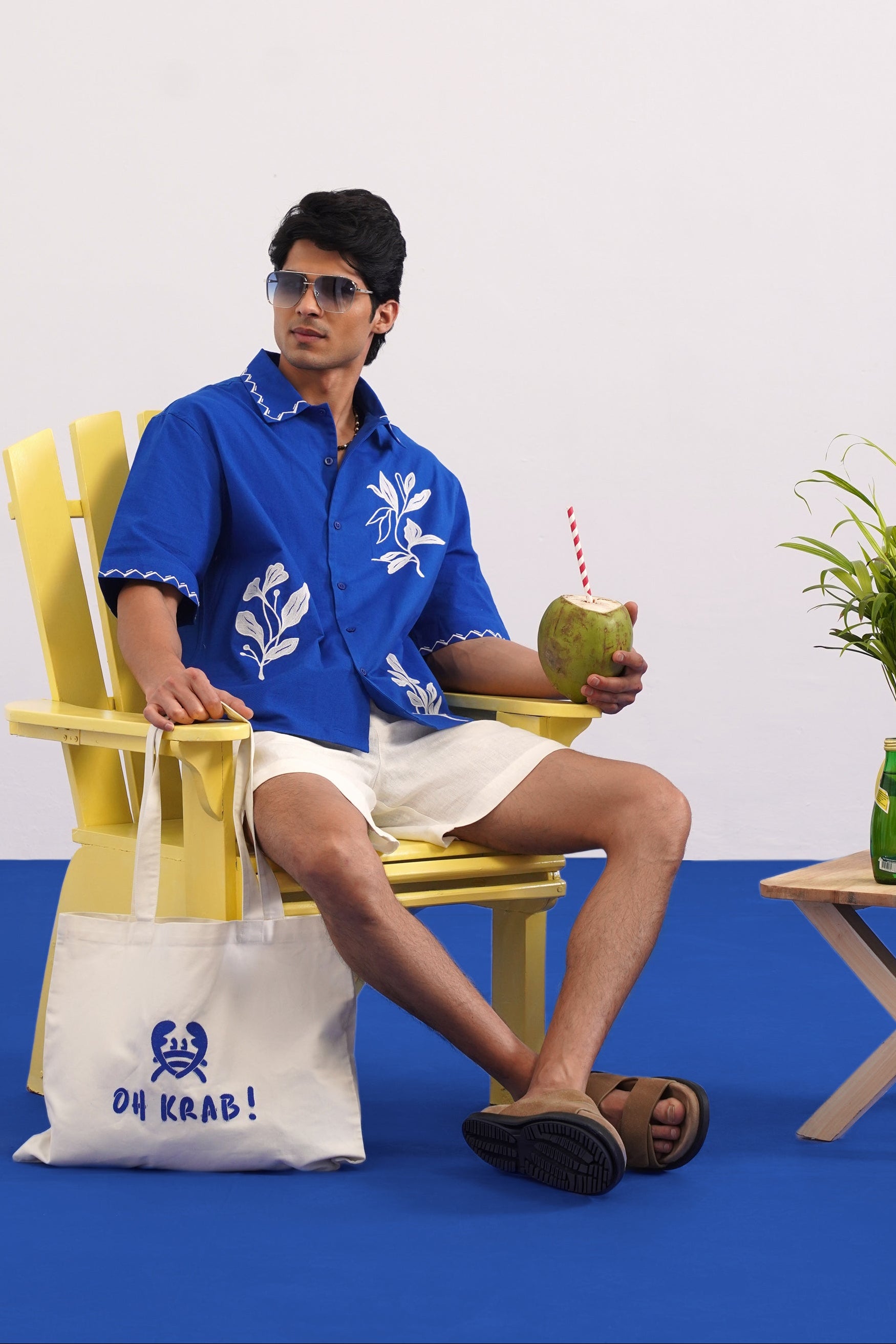 COVE VINE LINEN SHIRT - POLYNESIAN BLUE
