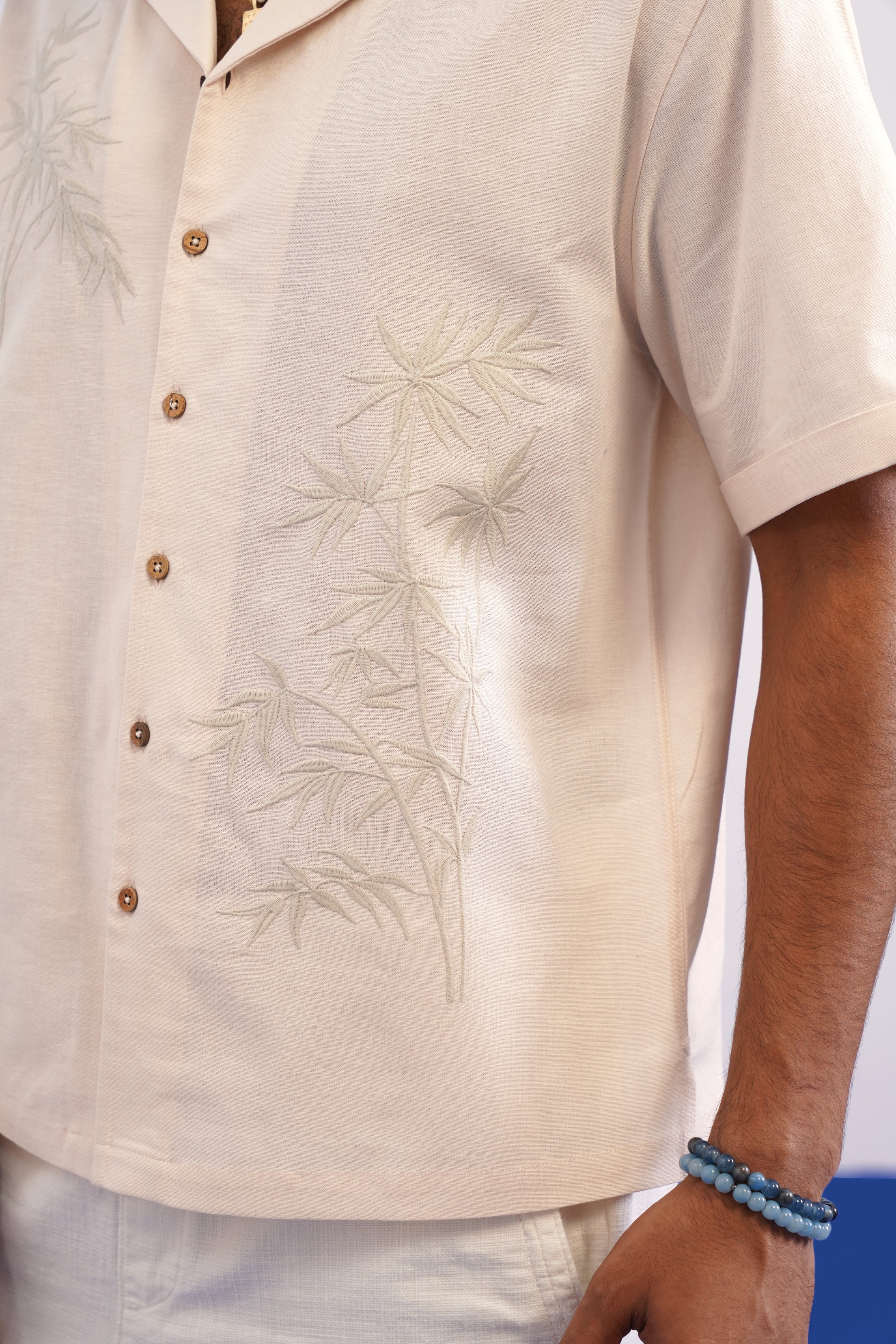BAMBOO DRIFT COTTON LINEN SHIRT - ECRU SAND