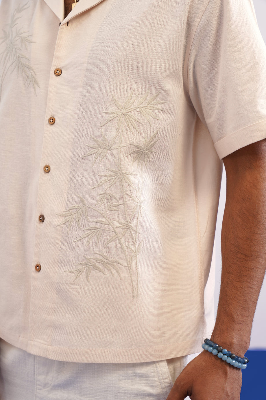 BAMBOO DRIFT COTTON LINEN SHIRT - ECRU SAND
