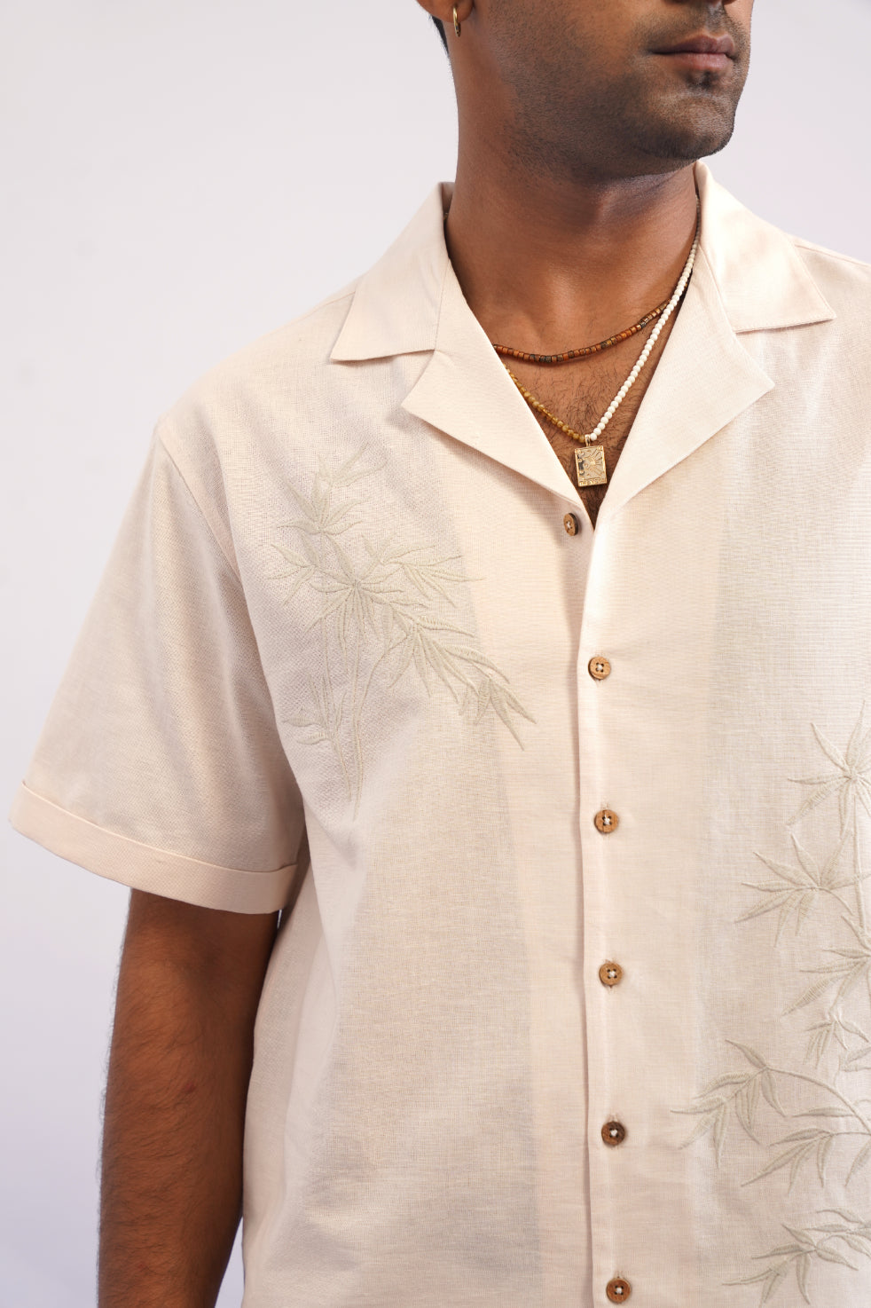 BAMBOO DRIFT COTTON LINEN SHIRT - ECRU SAND