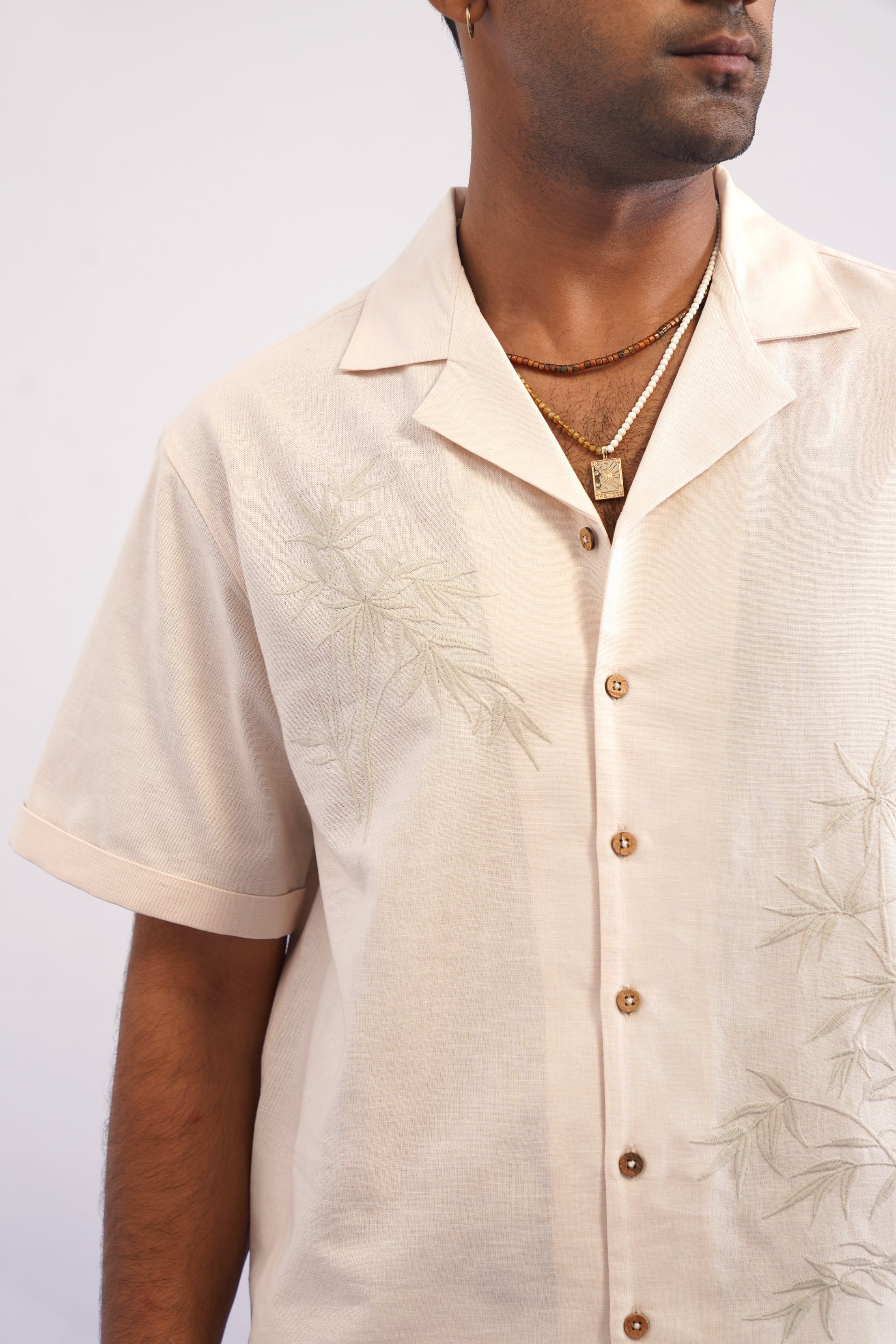 BAMBOO DRIFT COTTON LINEN SHIRT - ECRU SAND