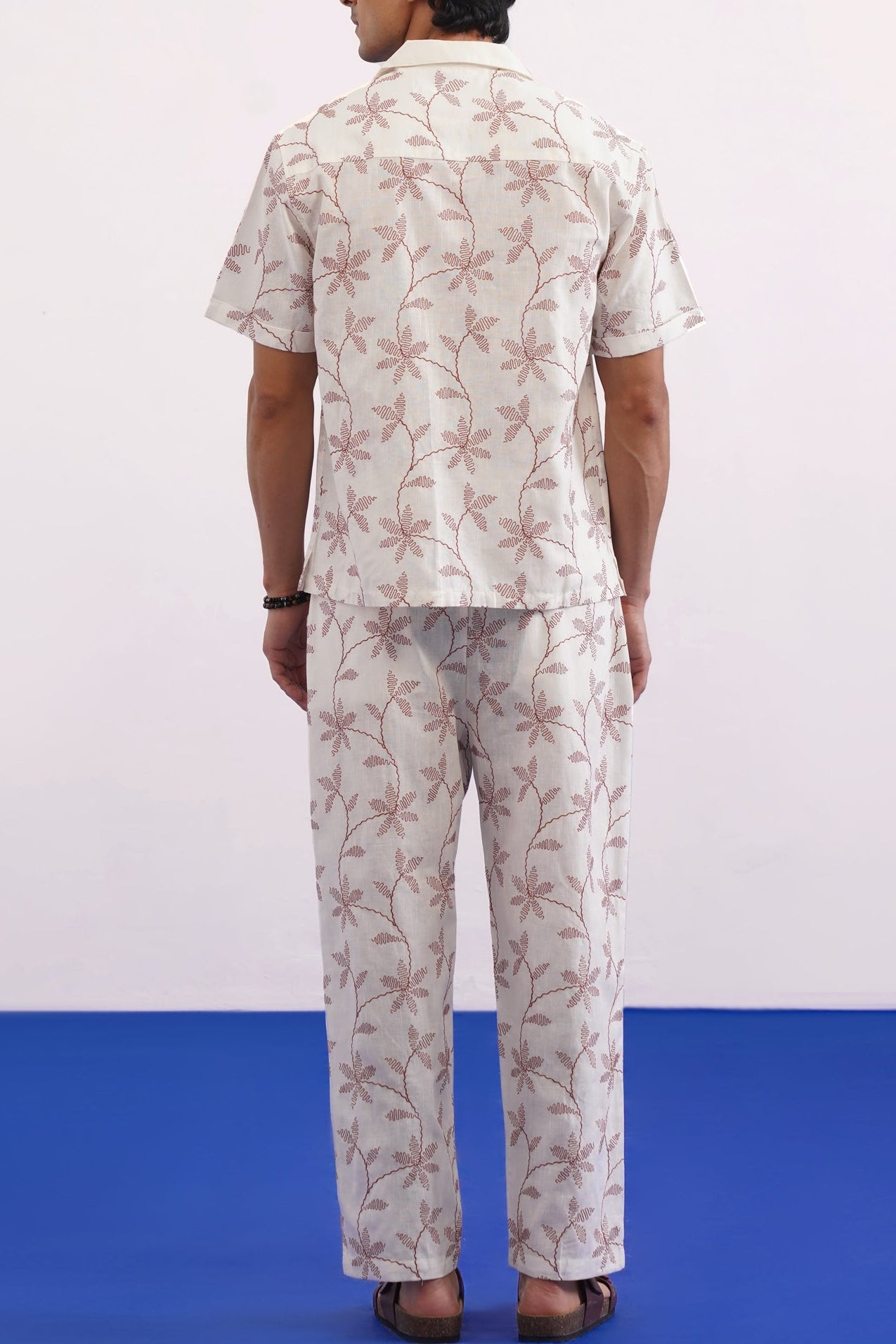 CORAL VINE COTTON LINEN PJ CO-ORD SET - SALT RED