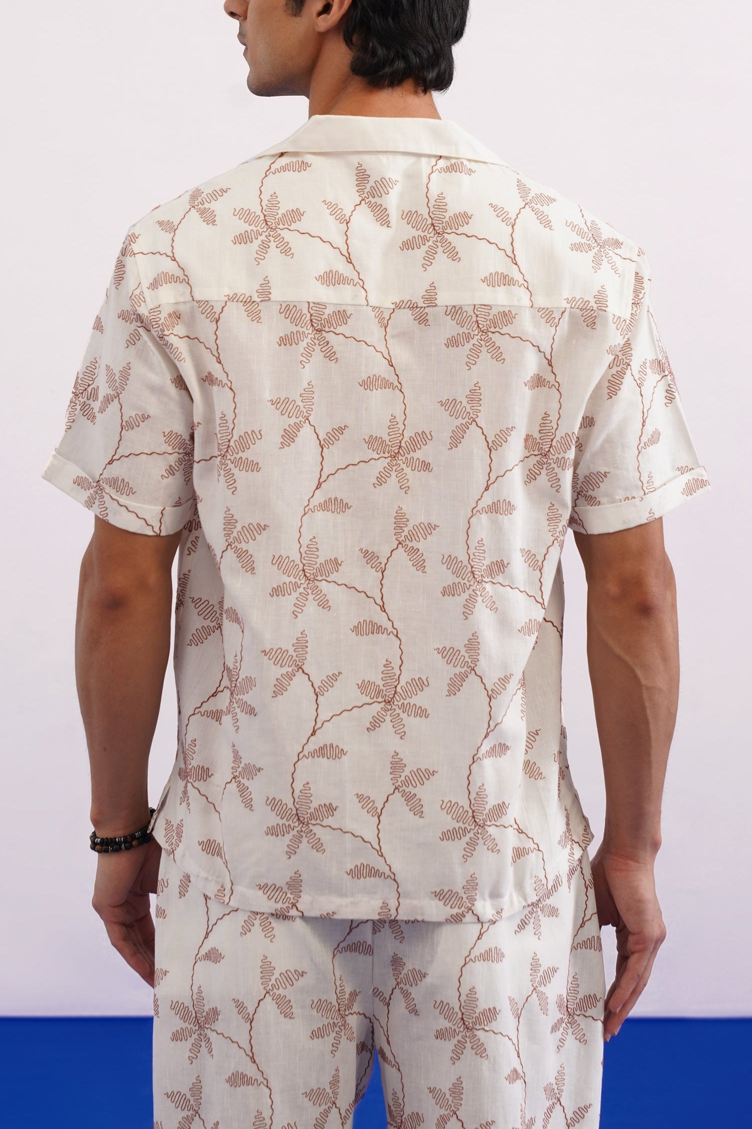 CORAL VINE COTTON LINEN SHIRT - SALT RED