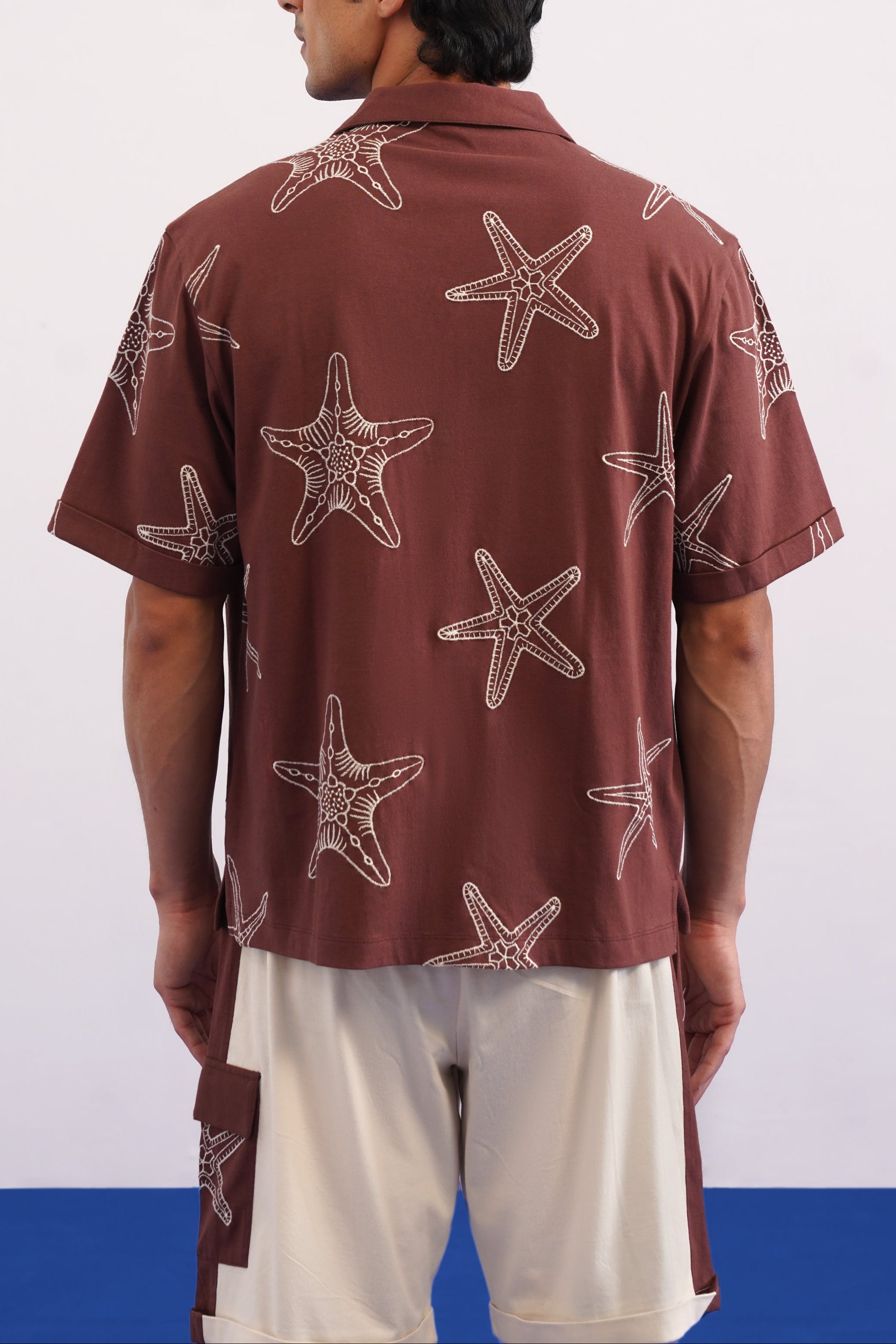 MARINER STAR COTTON KNIT SHIRT - ESPRESSO BEAN/CREAMY CLOUD