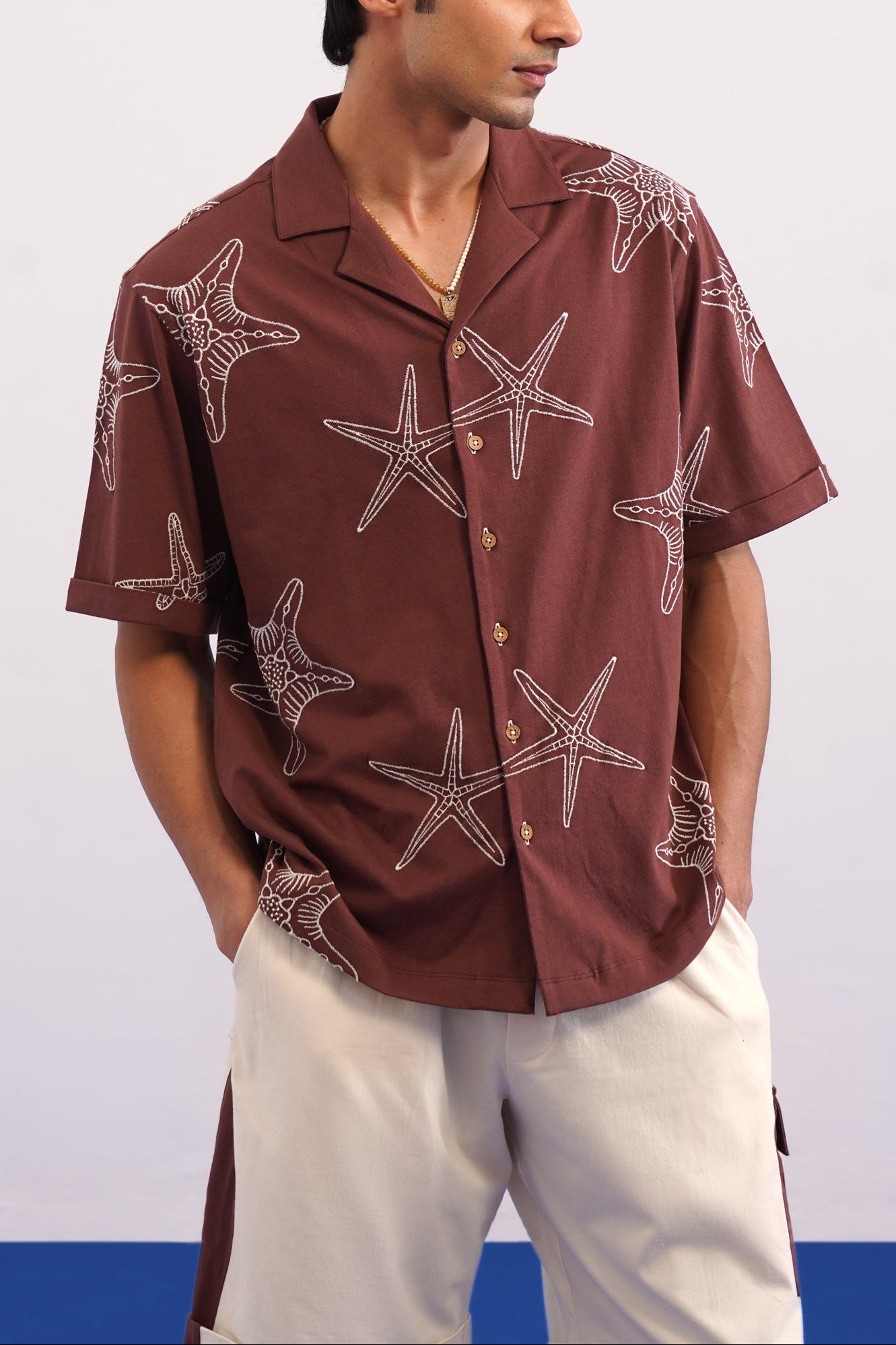 MARINER STAR COTTON KNIT CO-ORD SET - ESPRESSO BEAN/CREAMY CLOUD