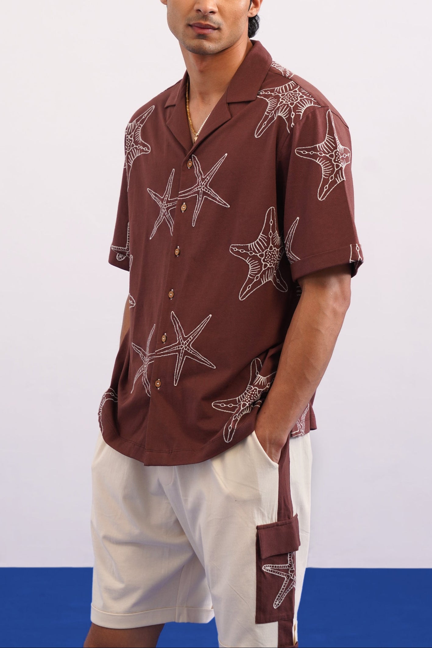 MARINER STAR COTTON KNIT CO-ORD SET - ESPRESSO BEAN/CREAMY CLOUD