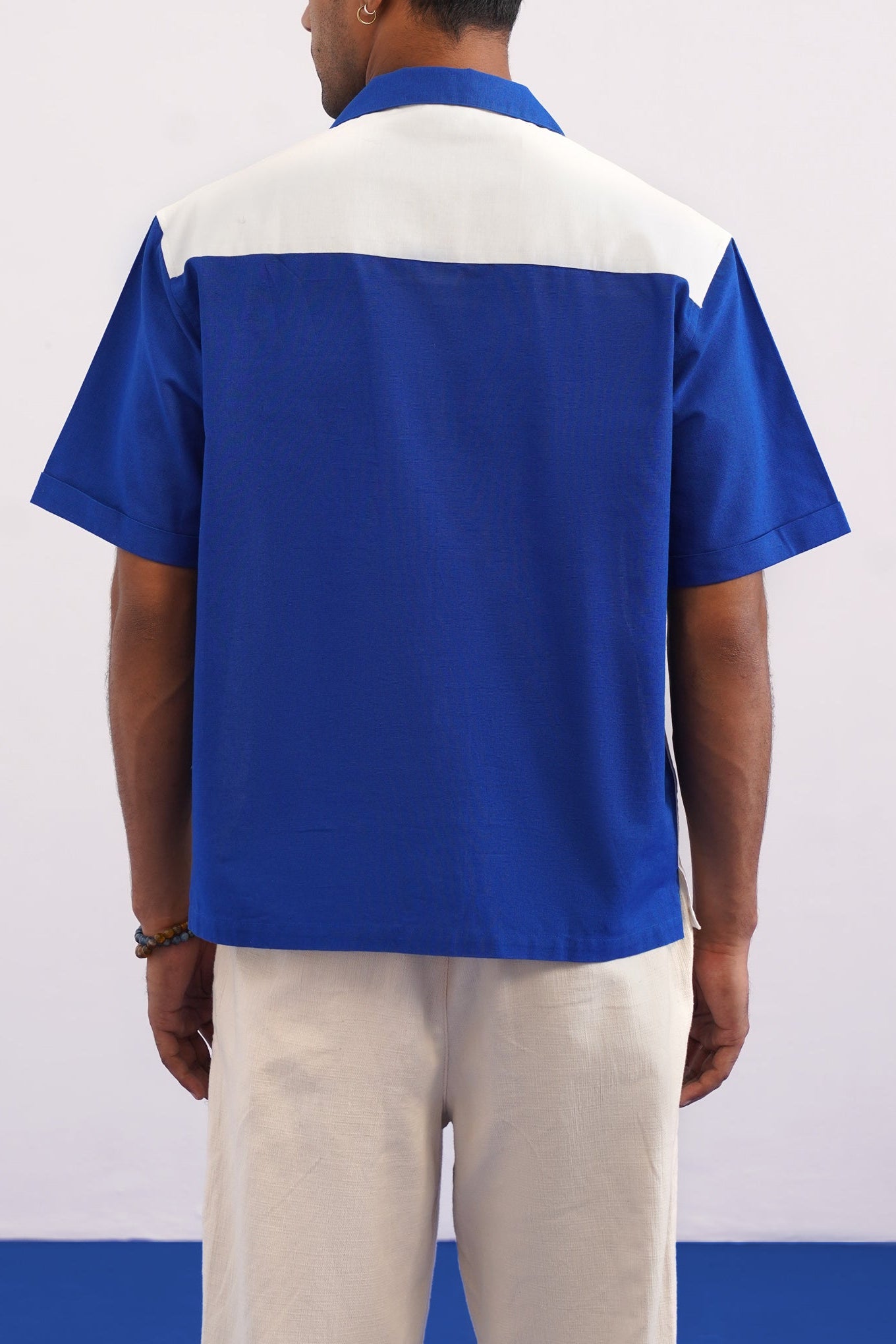PORTSIDE GUIPURE PATCH SHIRT - SALT/POLYNESIAN BLUE